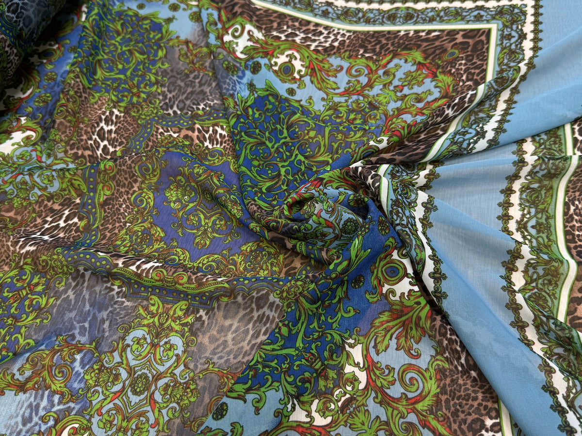 CHIFFON PRINTED BABY BLUE/VERT À PANNEAU - My Little Coupon