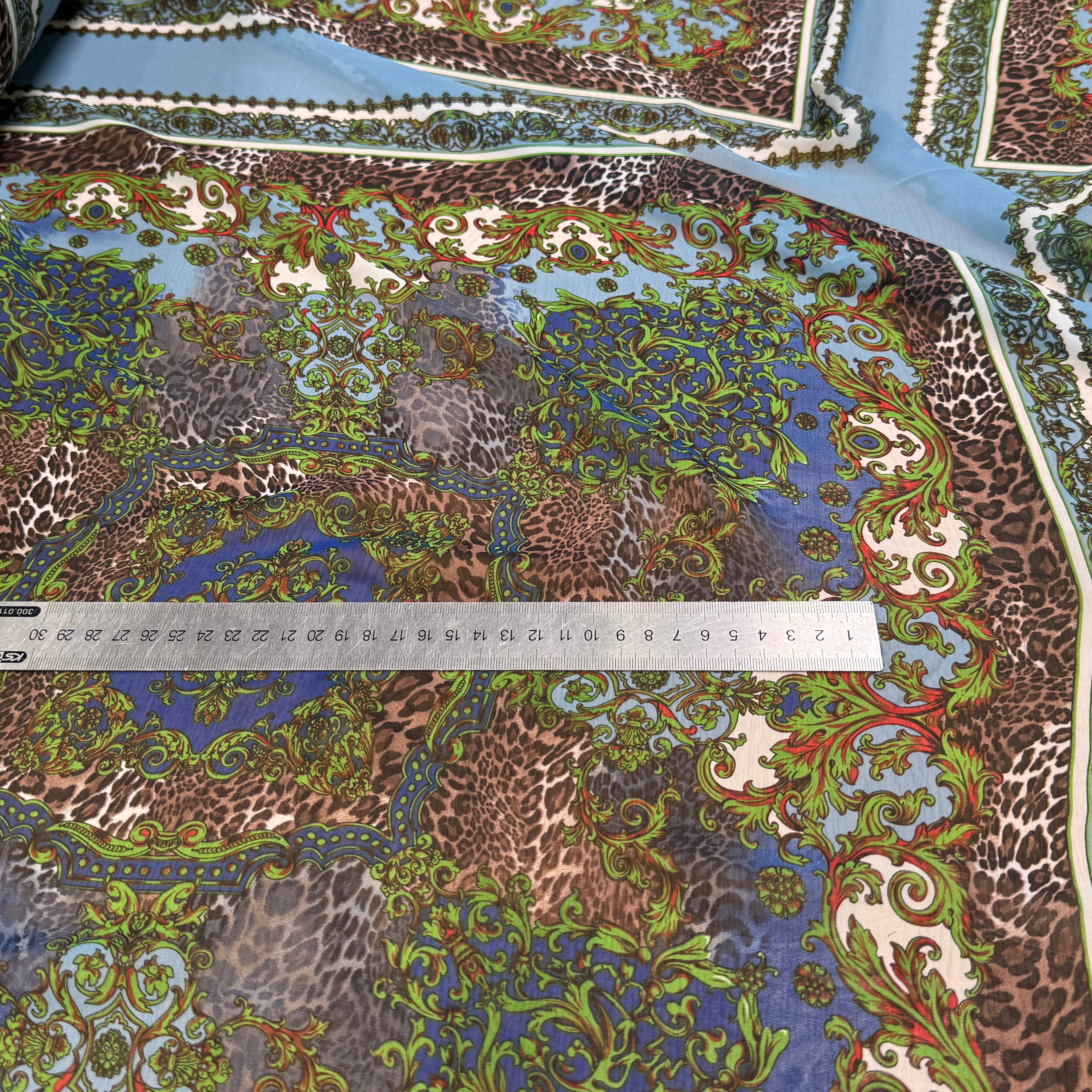 CHIFFON PRINTED BABY BLUE/VERT À PANNEAU - My Little Coupon