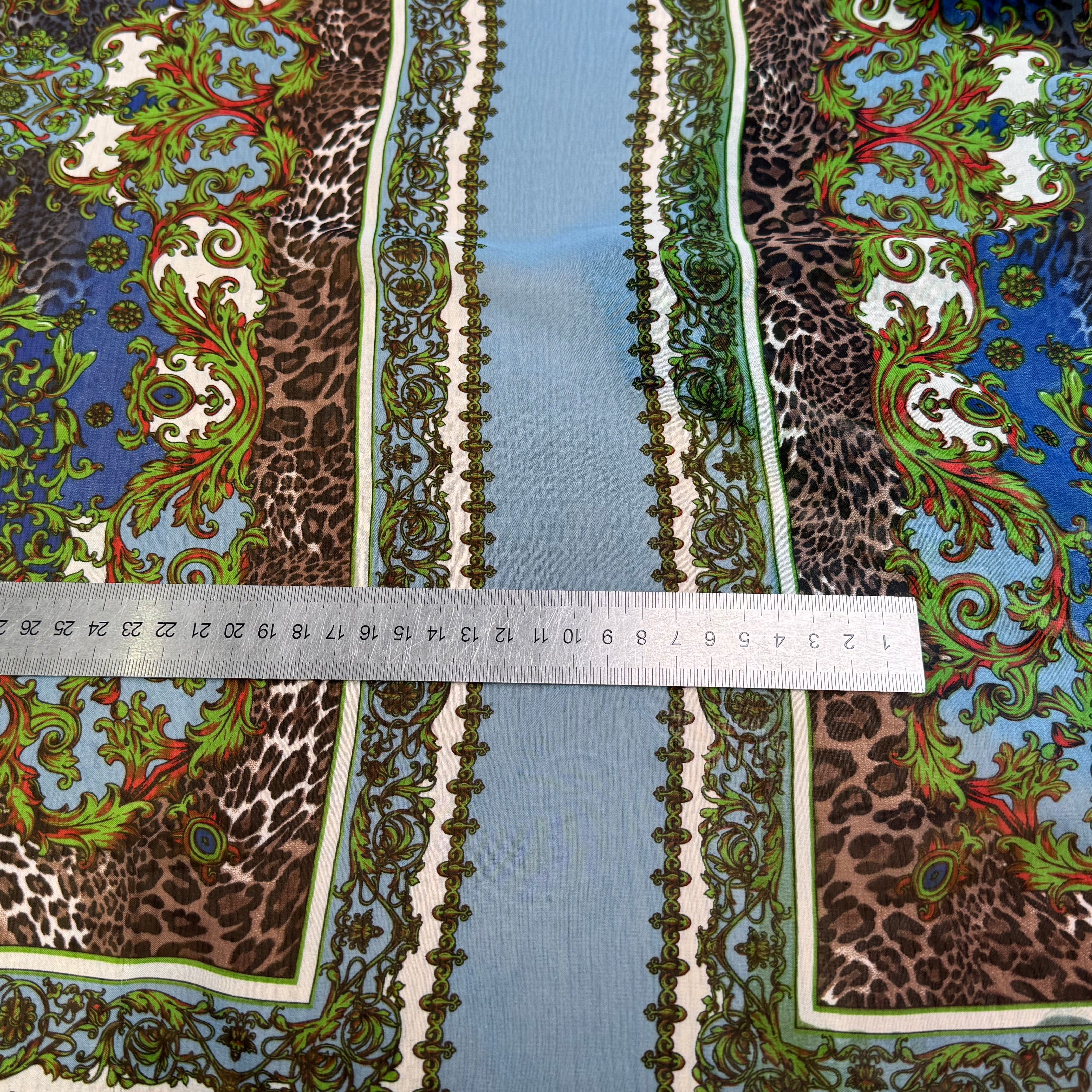 CHIFFON PRINTED BABY BLUE/VERT À PANNEAU - My Little Coupon