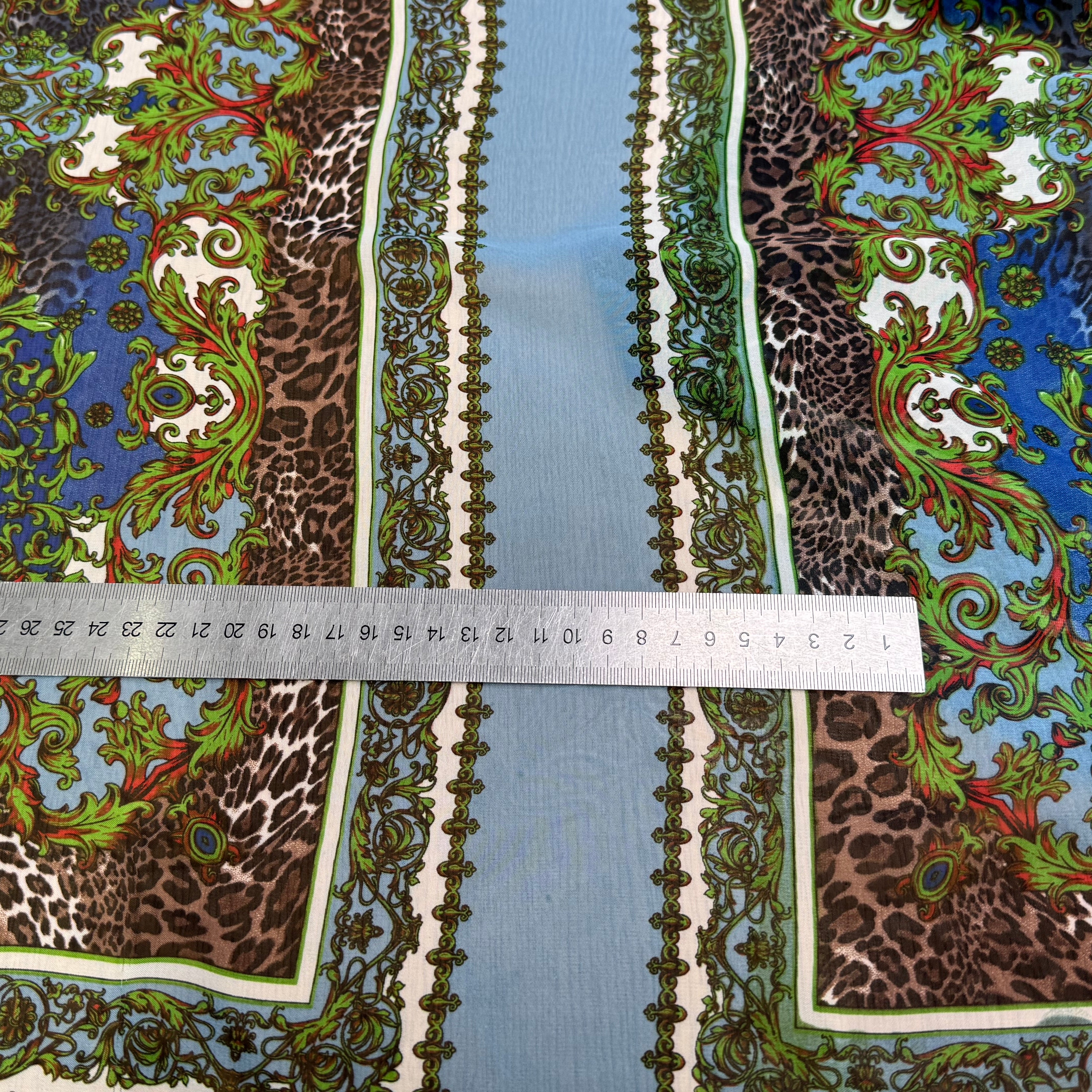 CHIFFON PRINTED BABY BLUE/VERT À PANNEAU - My Little Coupon