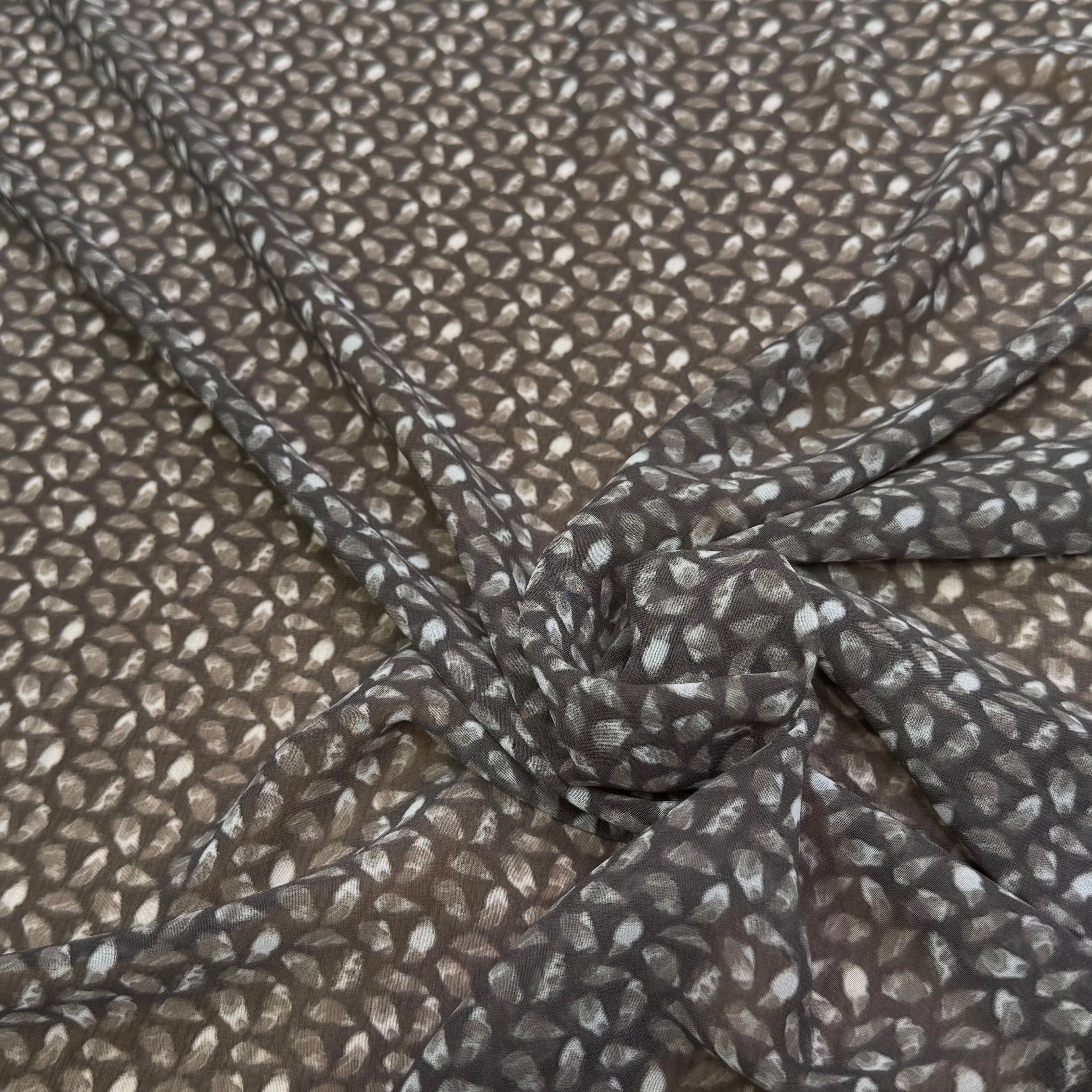 CHIFFON PRINTED CAILLOUX FOND GRIS FONCÉ - My Little Coupon