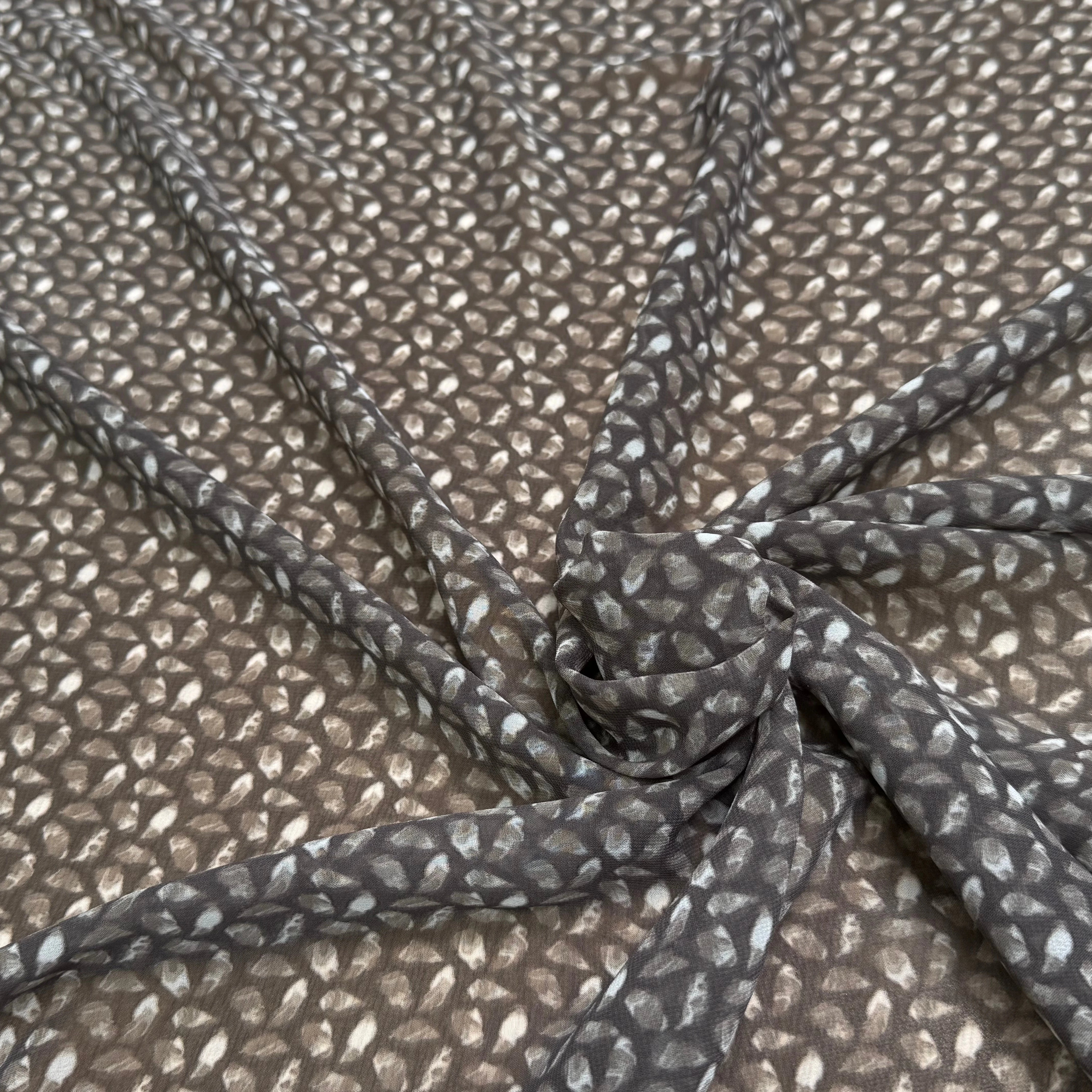 CHIFFON PRINTED CAILLOUX FOND GRIS FONCÉ - My Little Coupon
