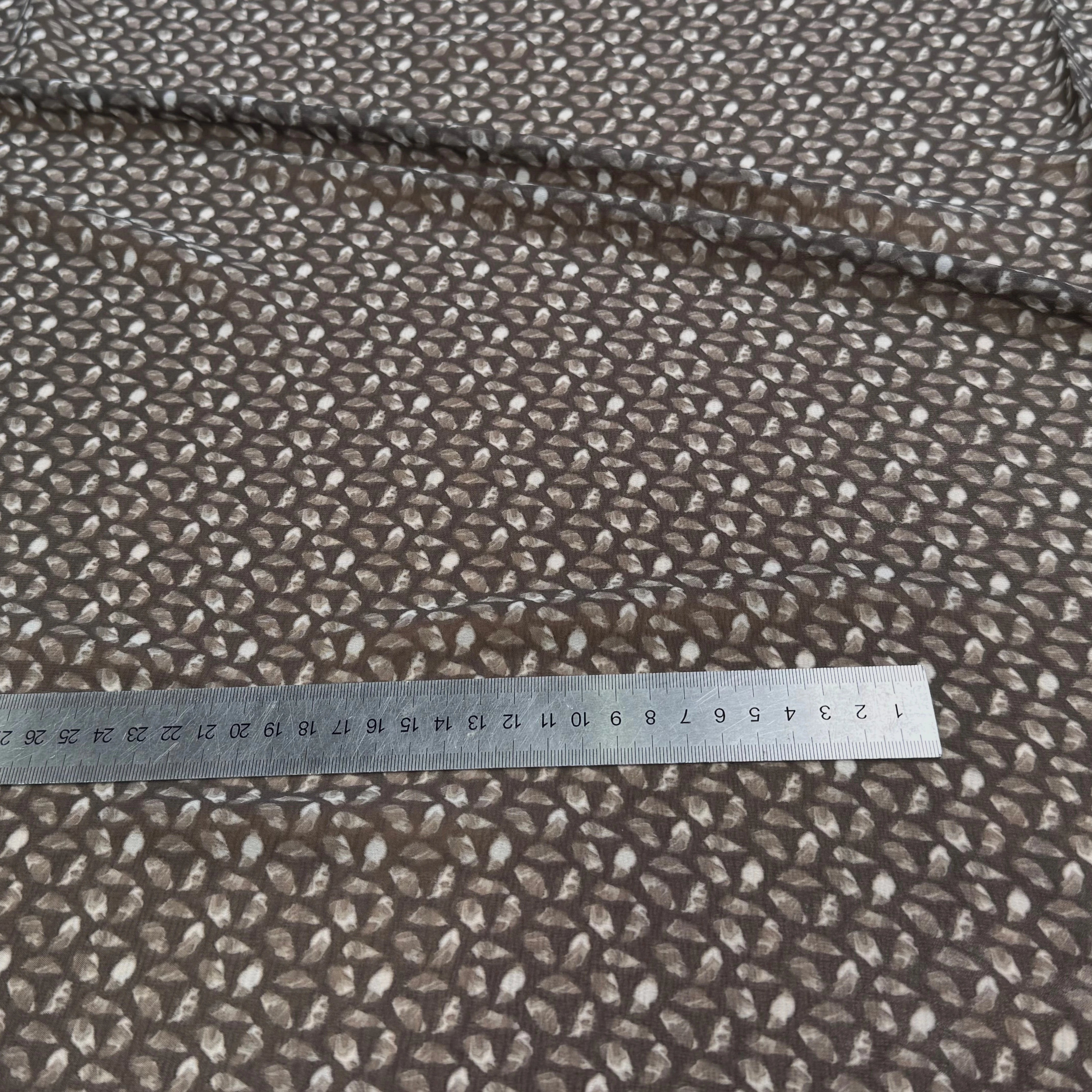 CHIFFON PRINTED CAILLOUX FOND GRIS FONCÉ - My Little Coupon