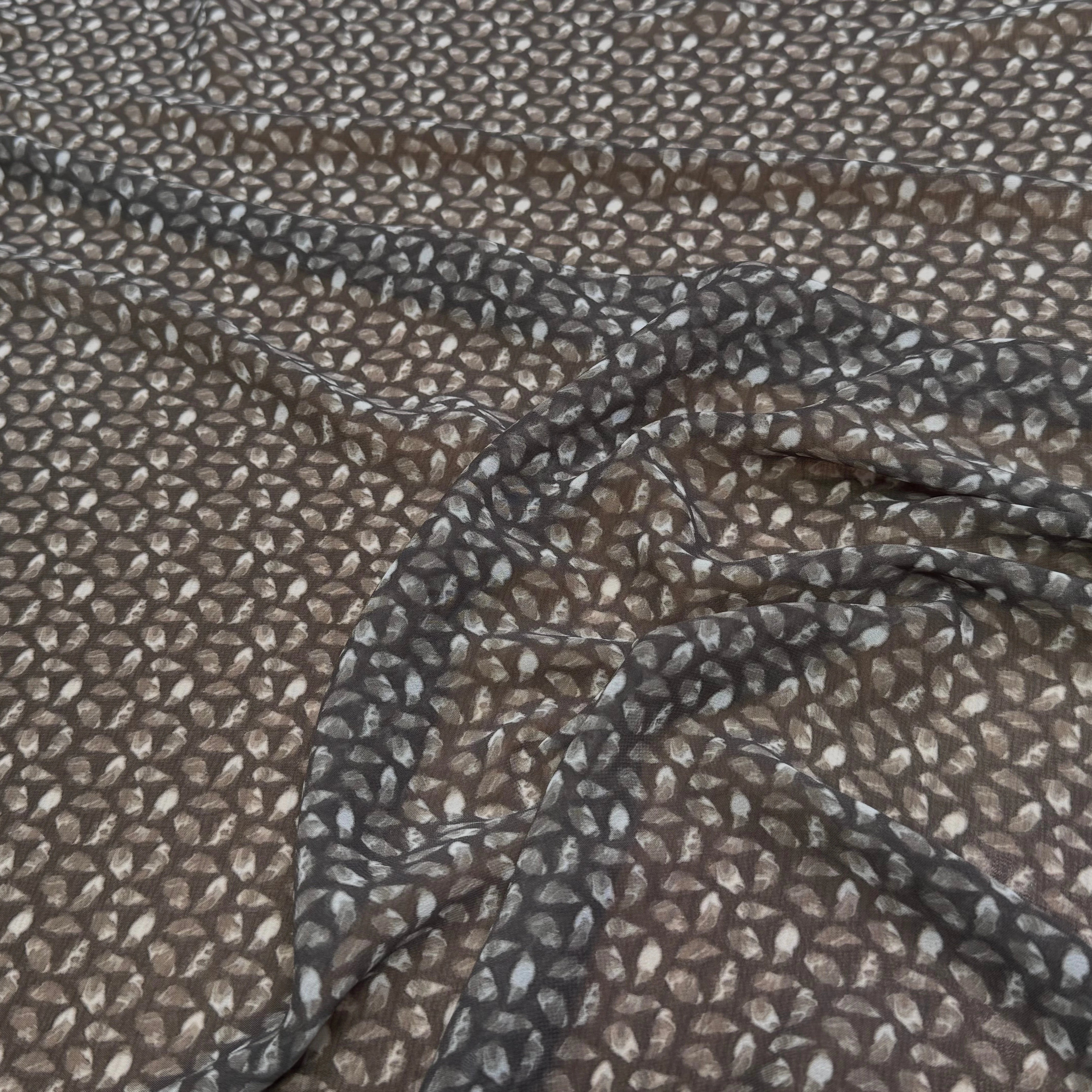 CHIFFON PRINTED CAILLOUX FOND GRIS FONCÉ - My Little Coupon