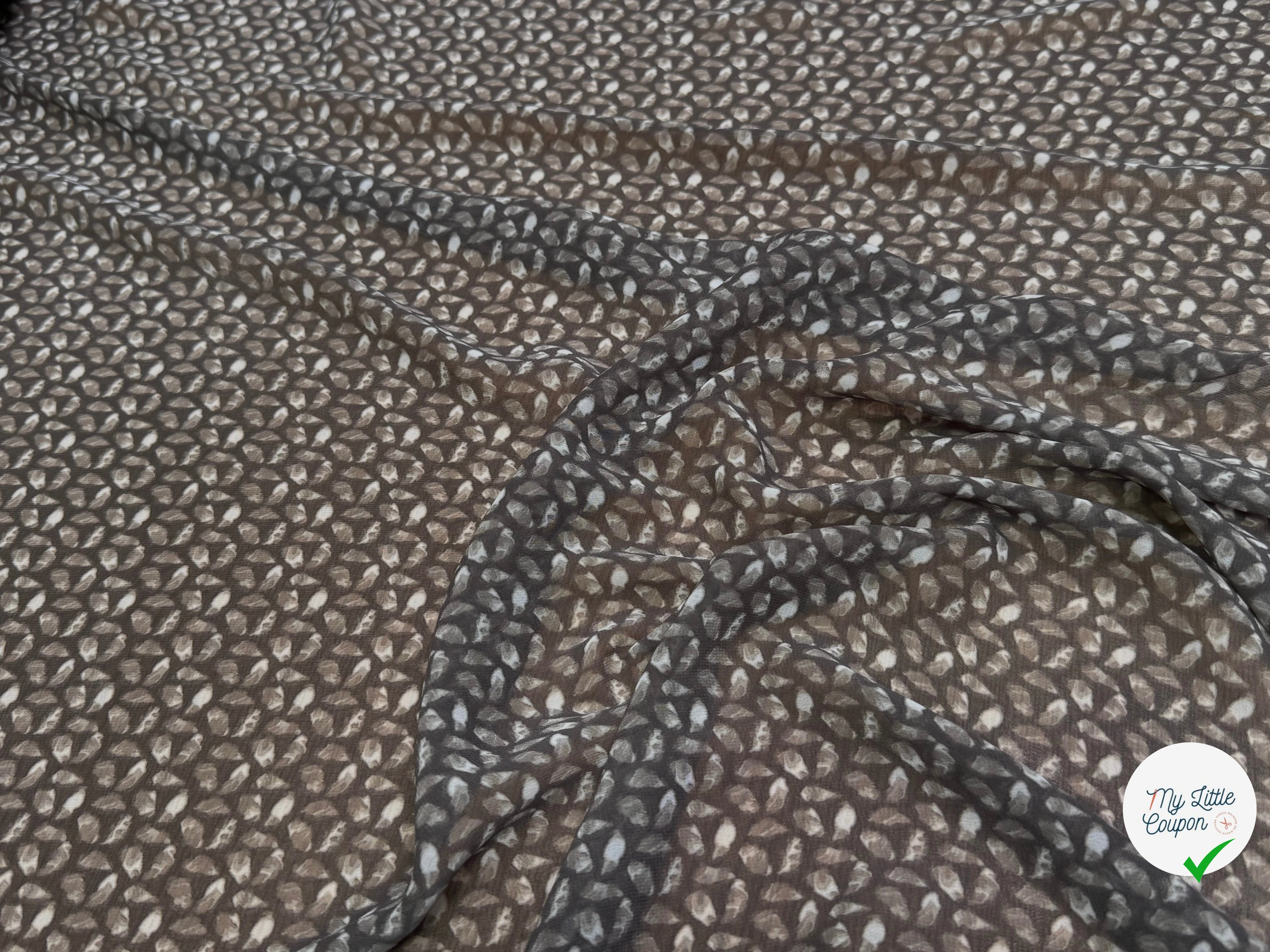 CHIFFON PRINTED CAILLOUX FOND GRIS FONCÉ - My Little Coupon
