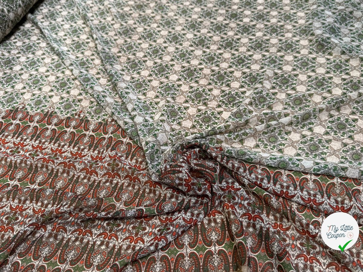 CHIFFON PRINTED ETHNIC VERT - My Little Coupon