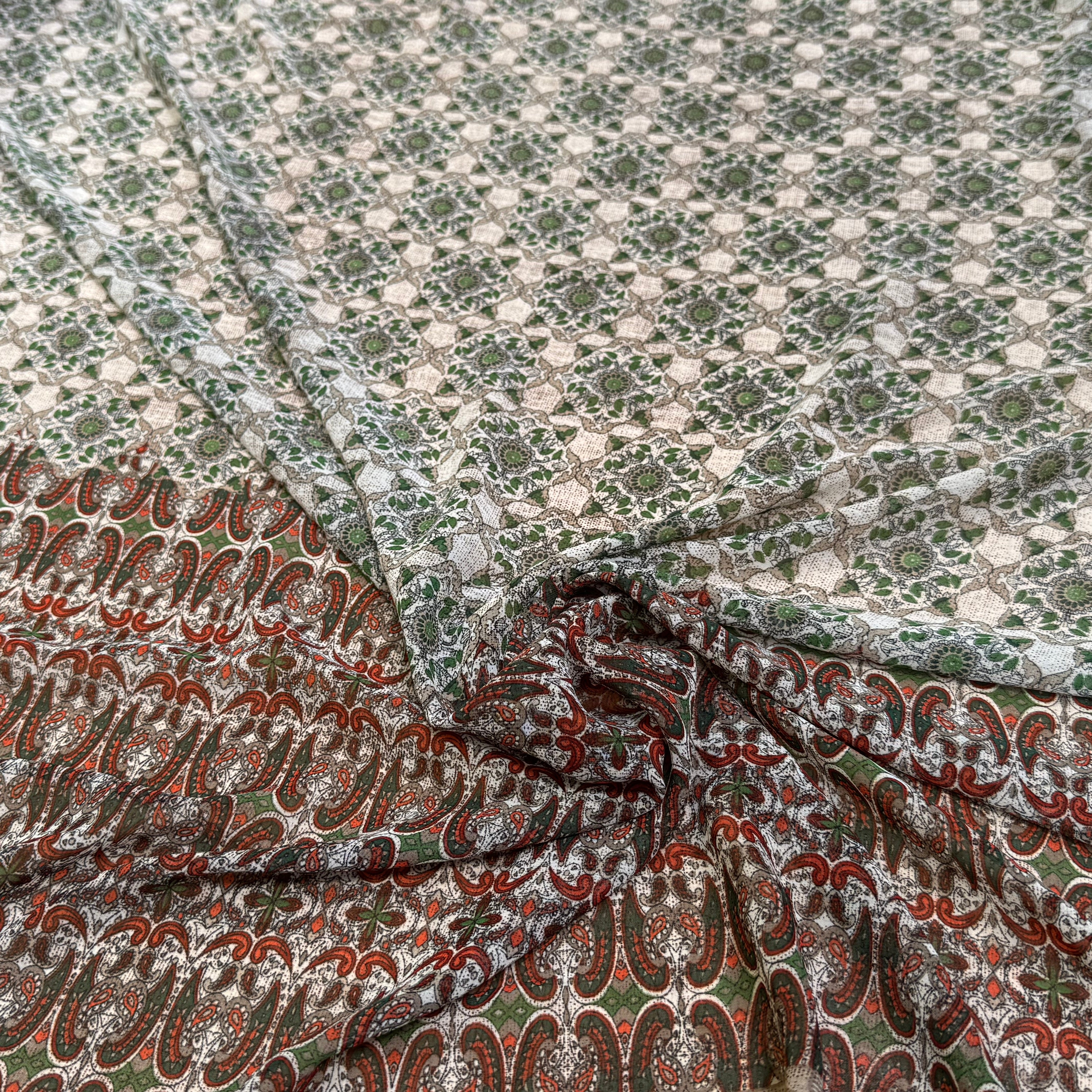 CHIFFON PRINTED ETHNIC VERT - My Little Coupon