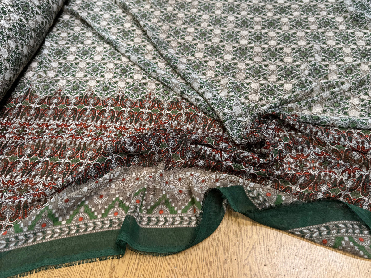 CHIFFON PRINTED ETHNIC VERT - My Little Coupon