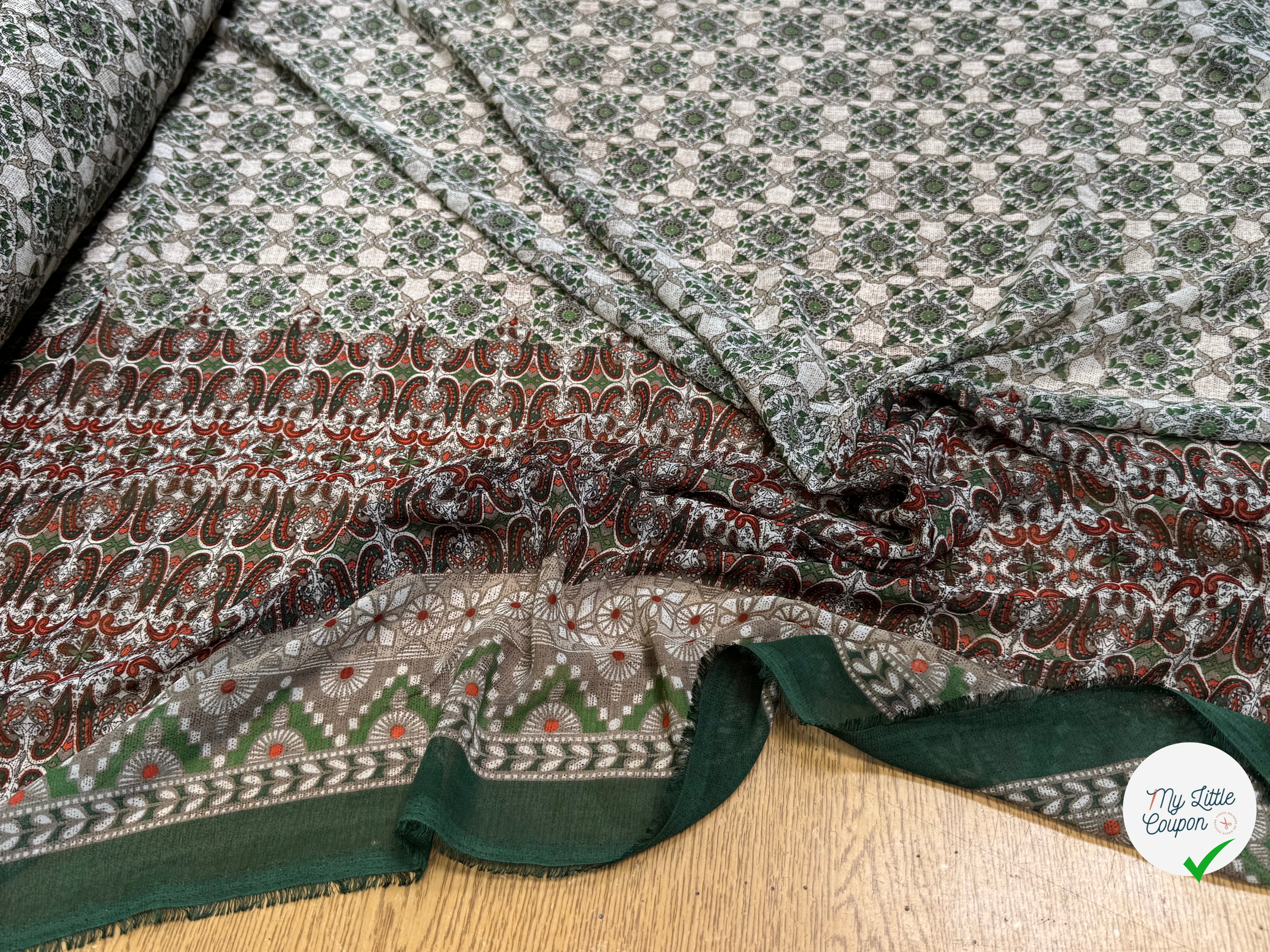 CHIFFON PRINTED ETHNIC VERT - My Little Coupon