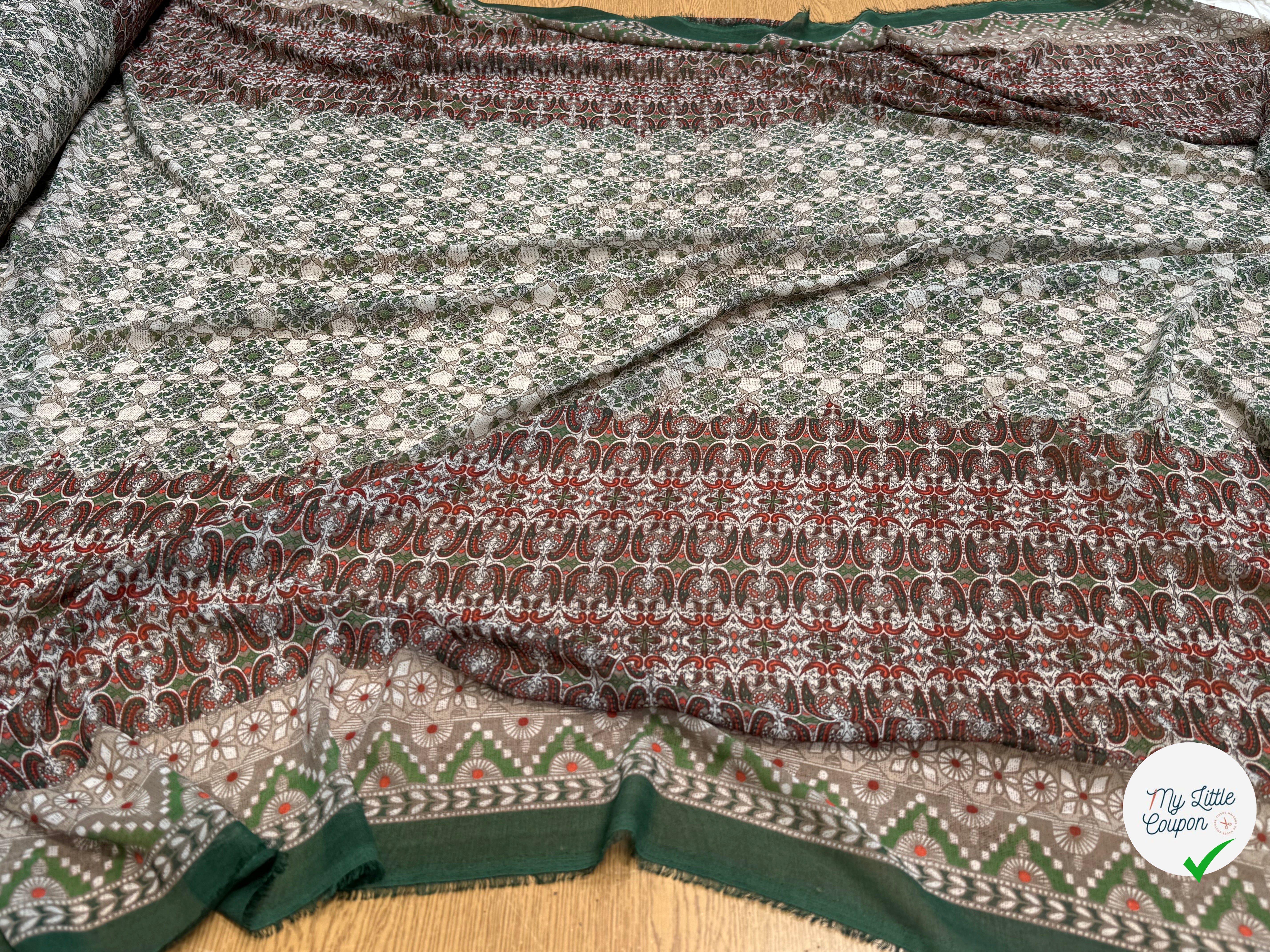 CHIFFON PRINTED ETHNIC VERT - My Little Coupon
