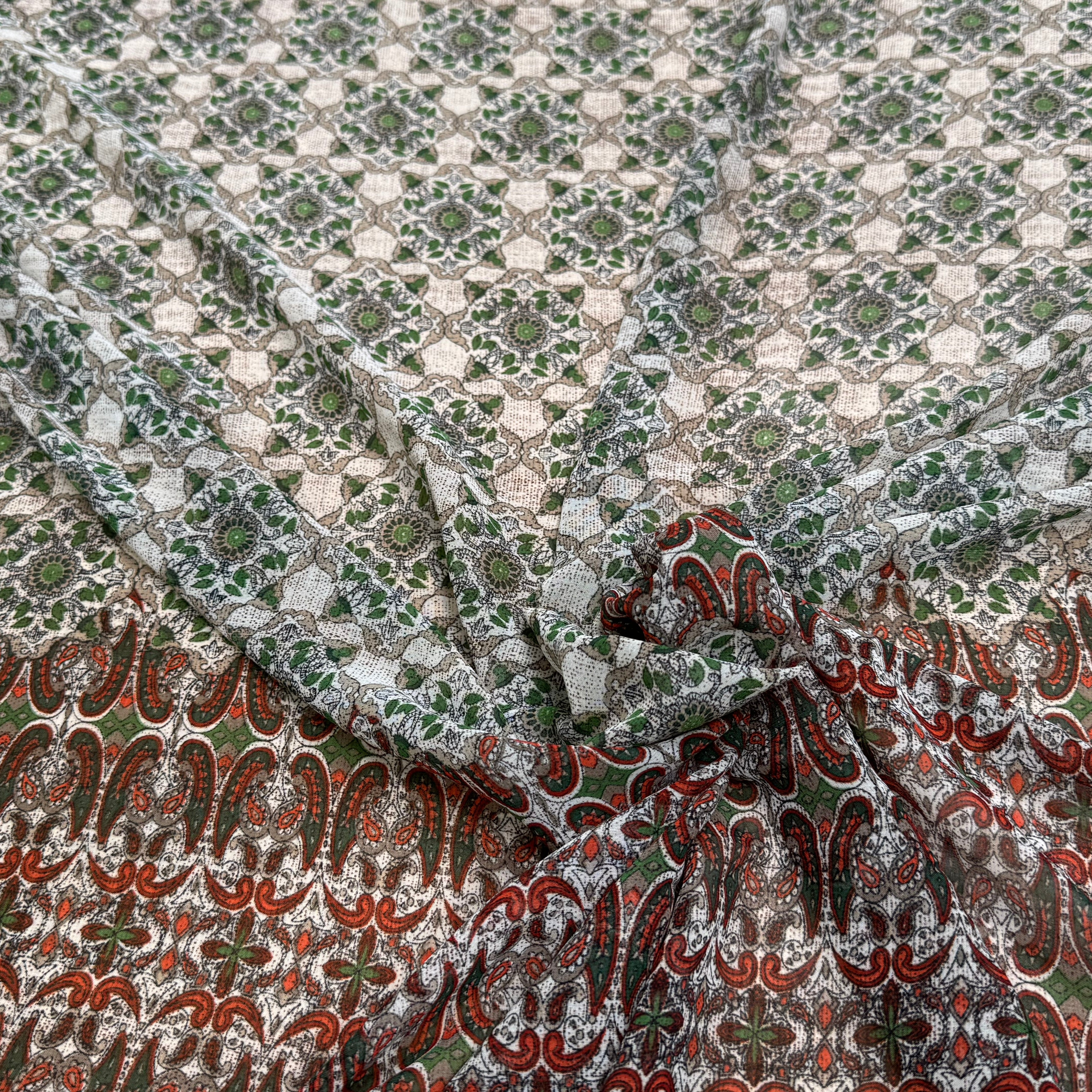 CHIFFON PRINTED ETHNIC VERT - My Little Coupon