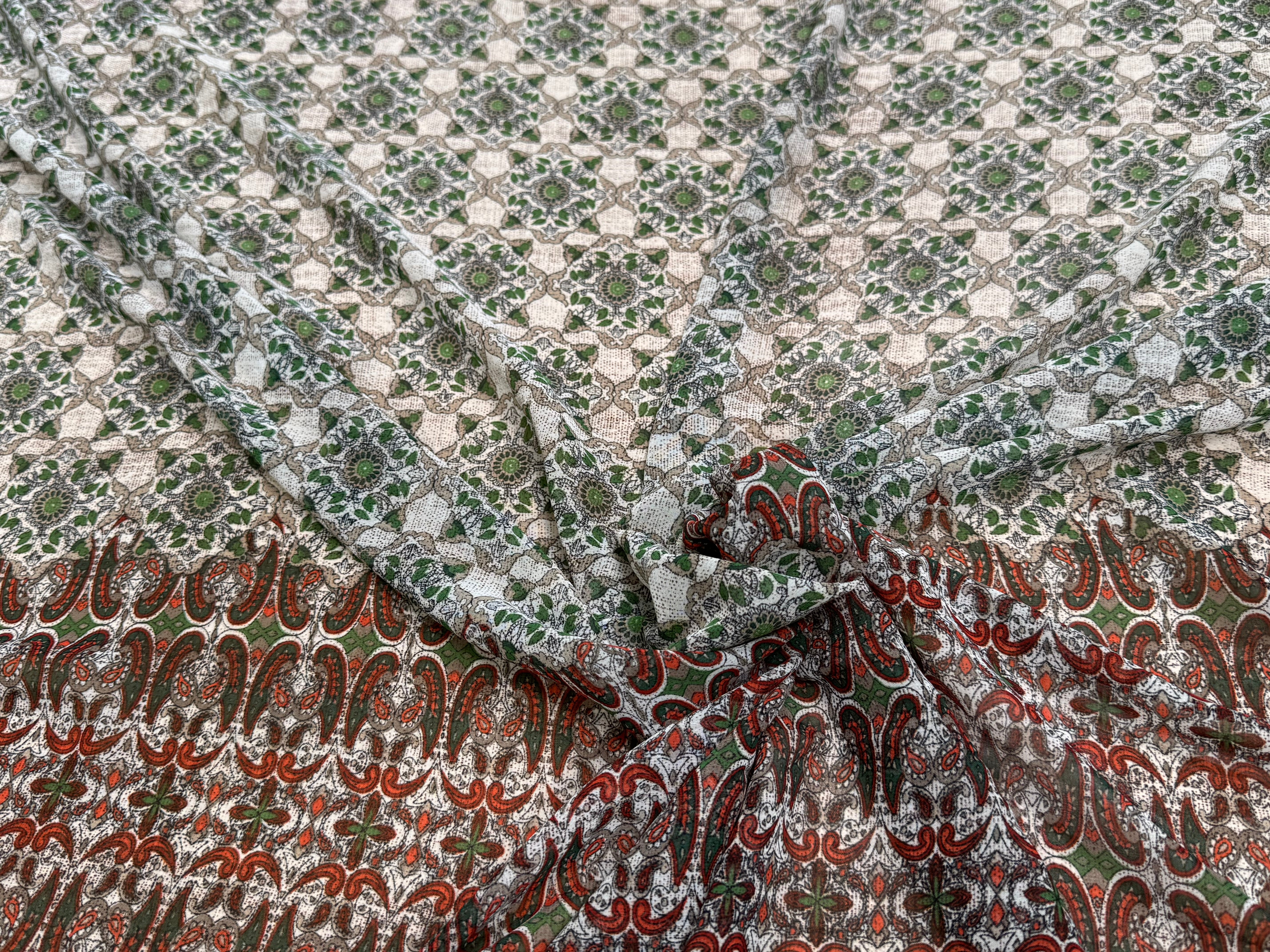 CHIFFON PRINTED ETHNIC VERT - My Little Coupon
