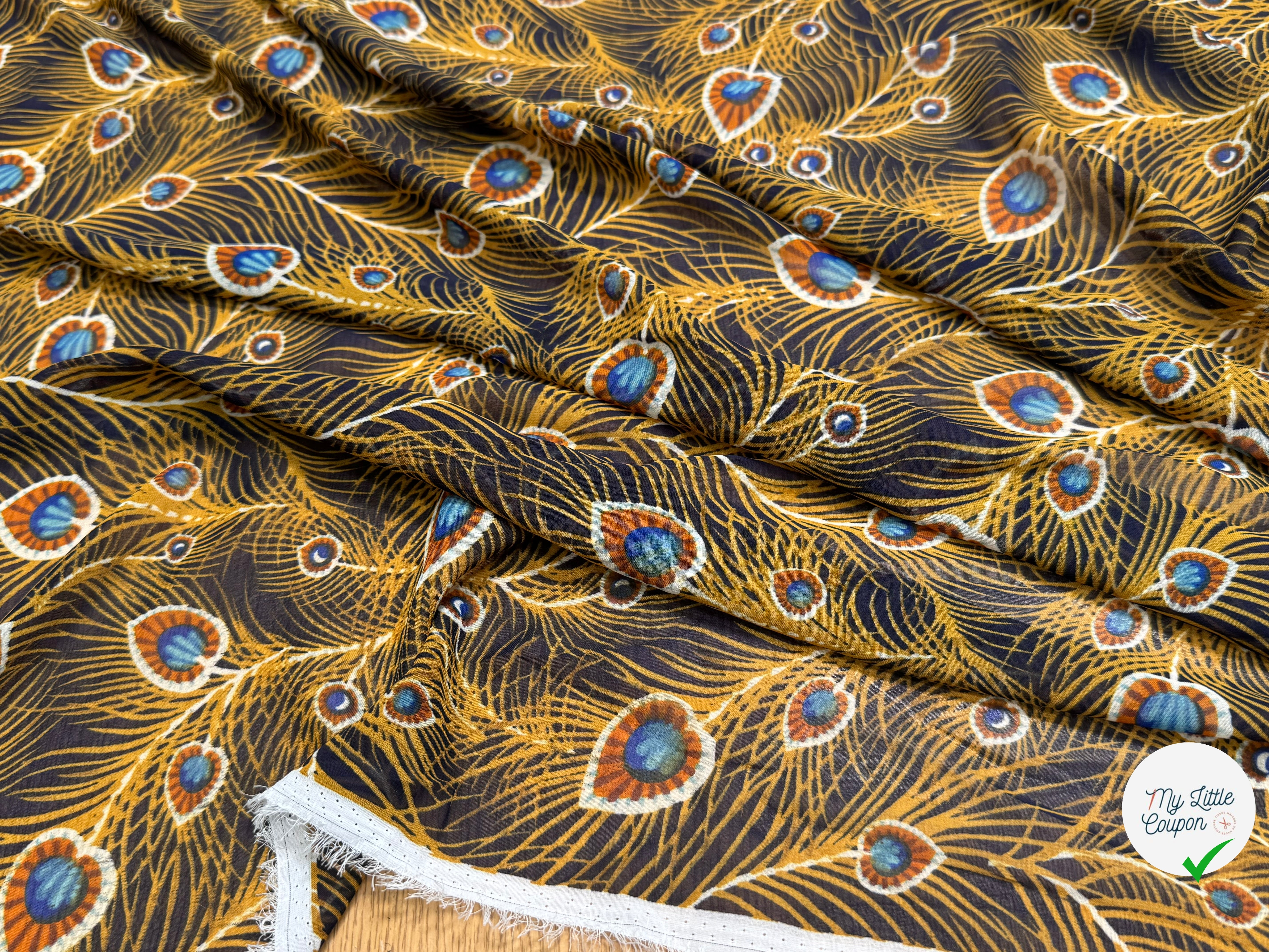 CHIFFON PRINTED FEUILLAGES MUSTARD - My Little Coupon