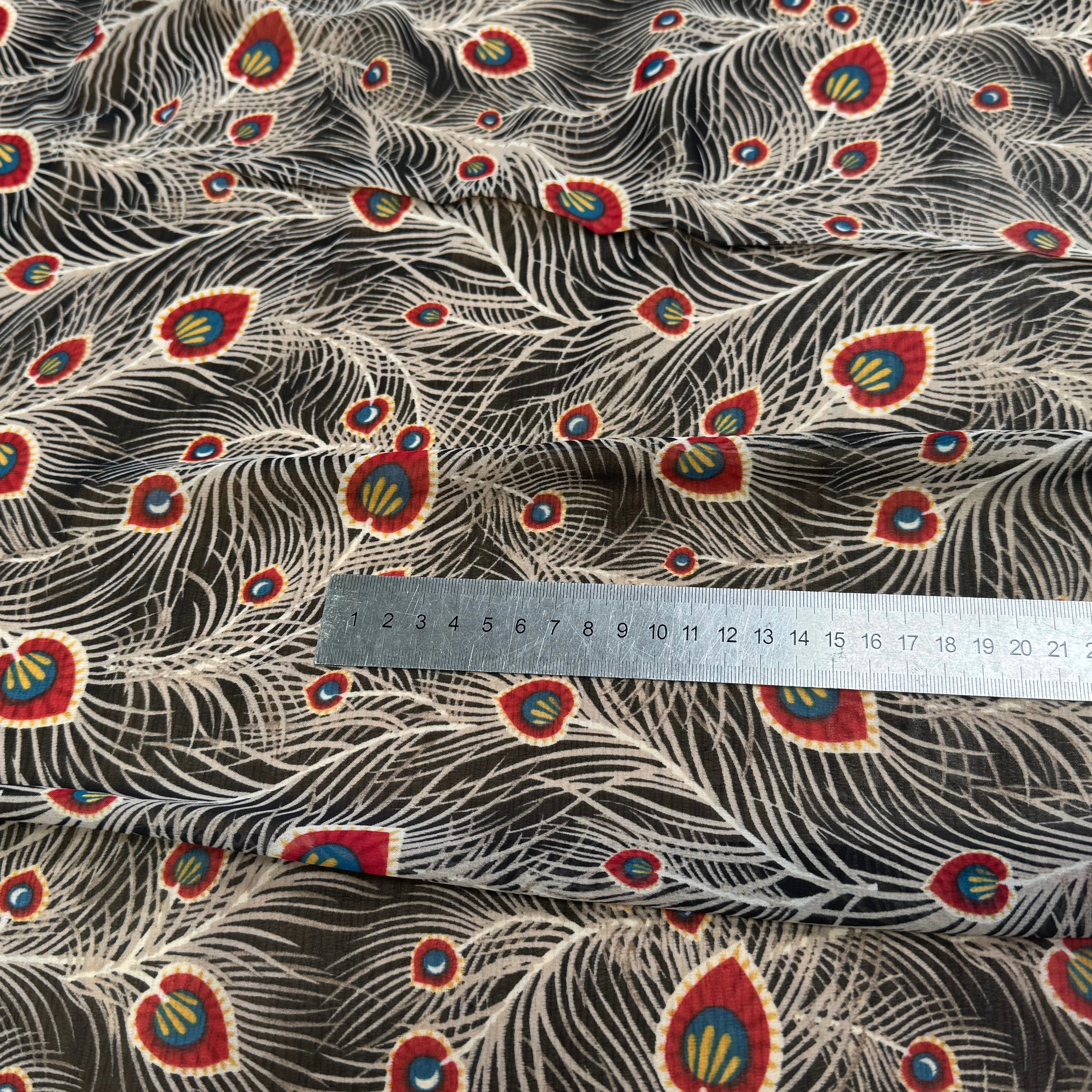 CHIFFON PRINTED FEUILLAGES NOIR&BEIGE - My Little Coupon