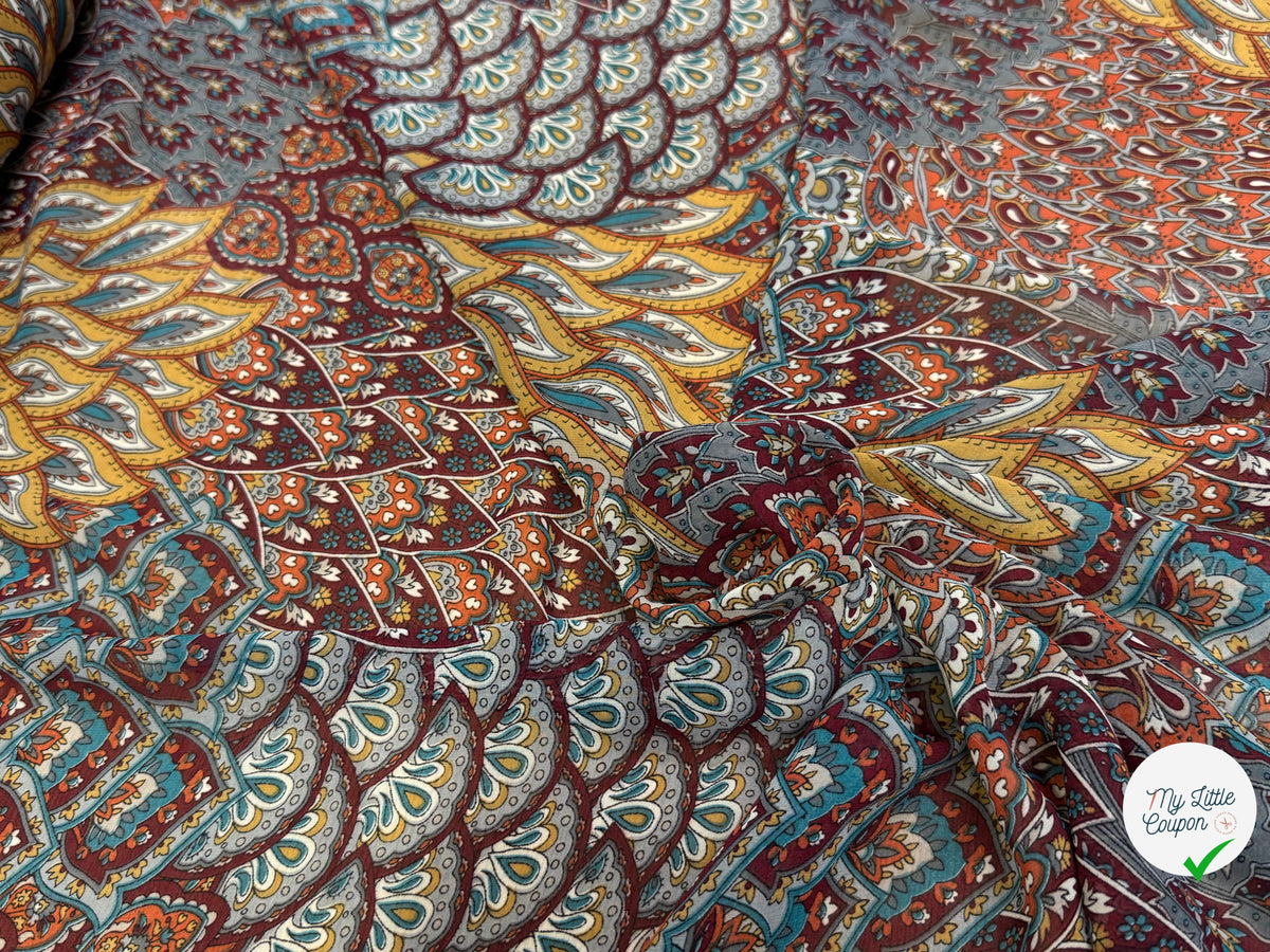 CHIFFON PRINTED FLORAUX MULTICOLORES CHOCO CARAMEL - My Little Coupon