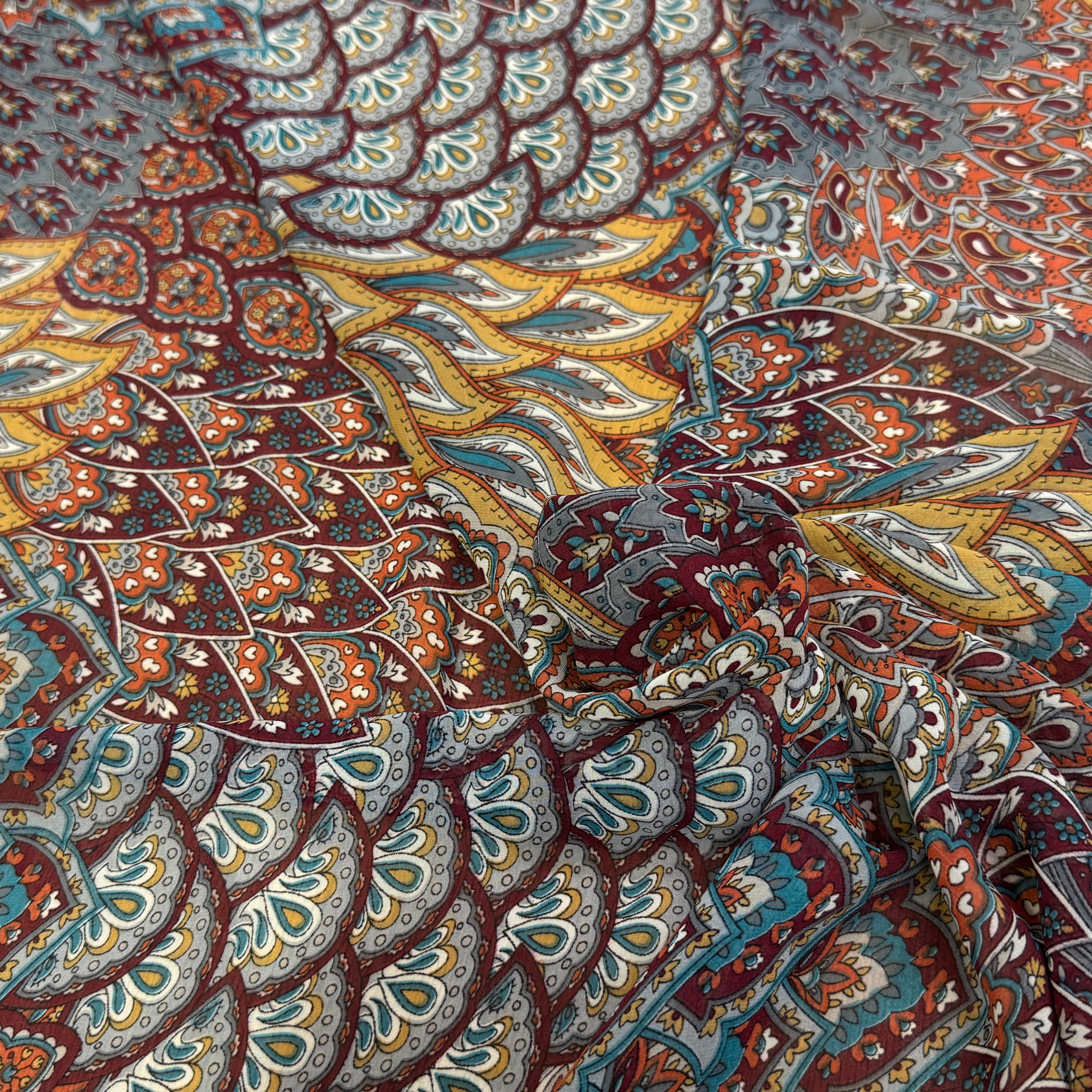 CHIFFON PRINTED FLORAUX MULTICOLORES CHOCO CARAMEL - My Little Coupon