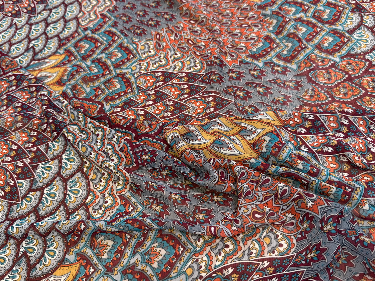 CHIFFON PRINTED FLORAUX MULTICOLORES CHOCO CARAMEL - My Little Coupon