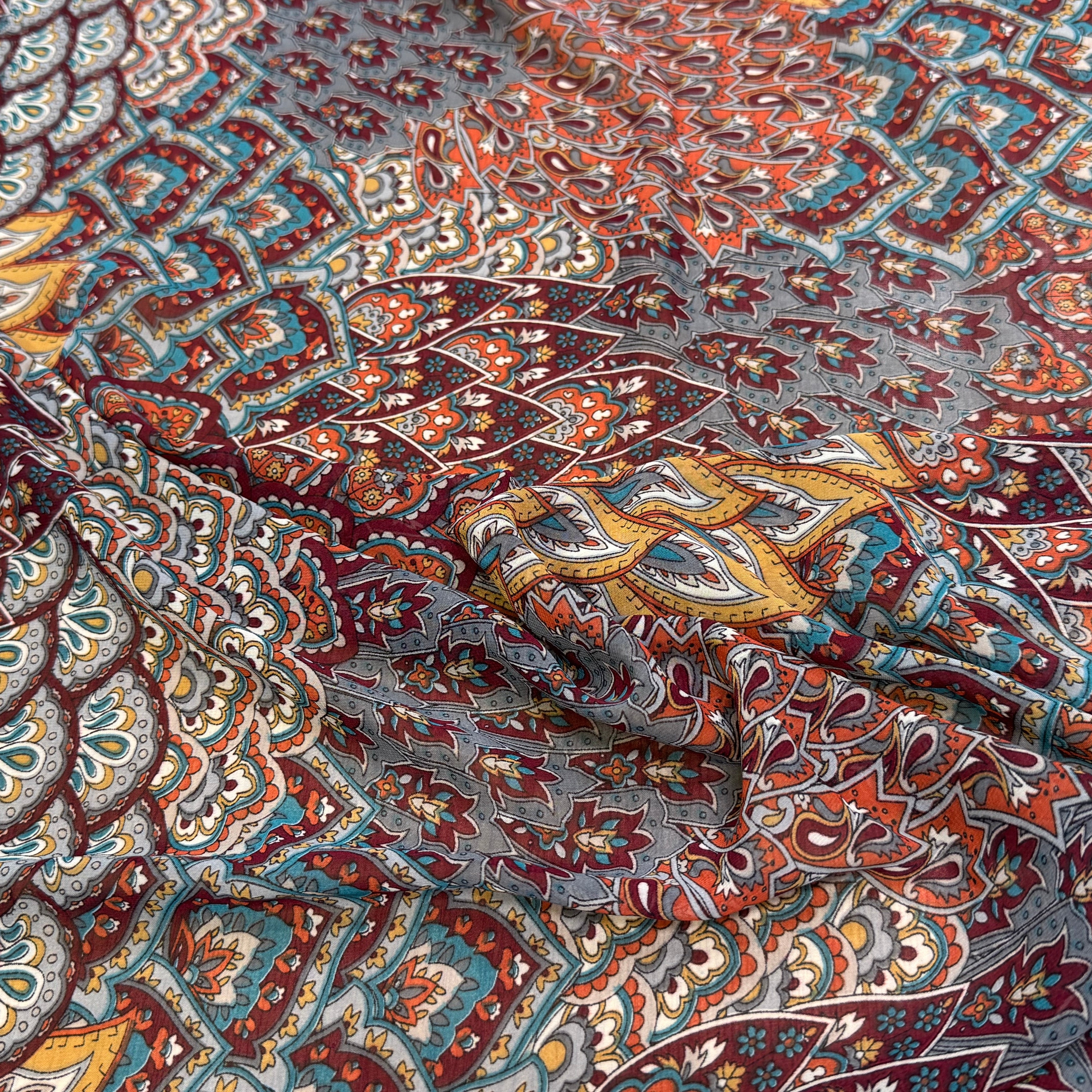 CHIFFON PRINTED FLORAUX MULTICOLORES CHOCO CARAMEL - My Little Coupon