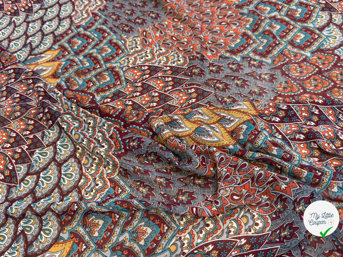 CHIFFON PRINTED FLORAUX MULTICOLORES CHOCO CARAMEL - My Little Coupon