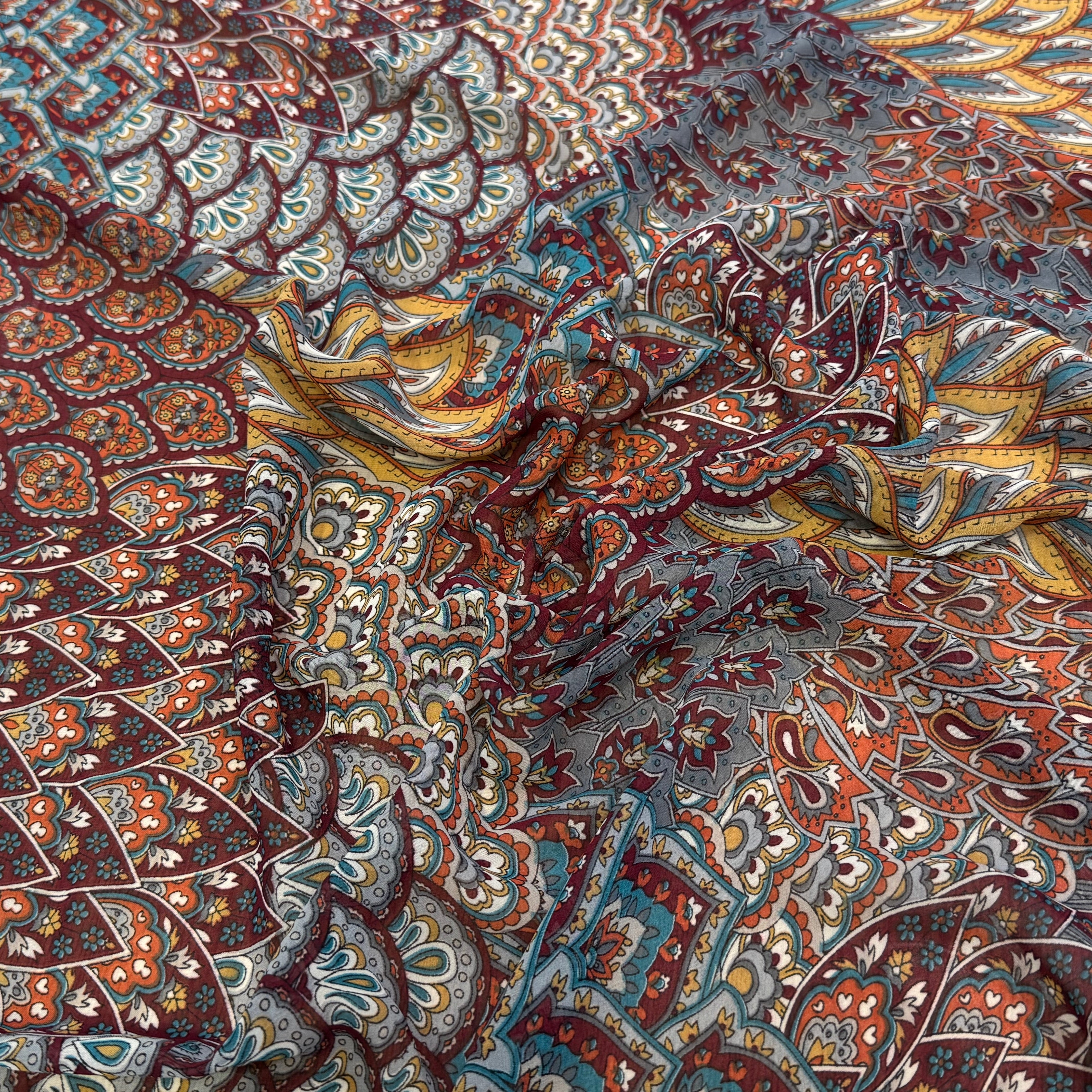 CHIFFON PRINTED FLORAUX MULTICOLORES CHOCO CARAMEL - My Little Coupon