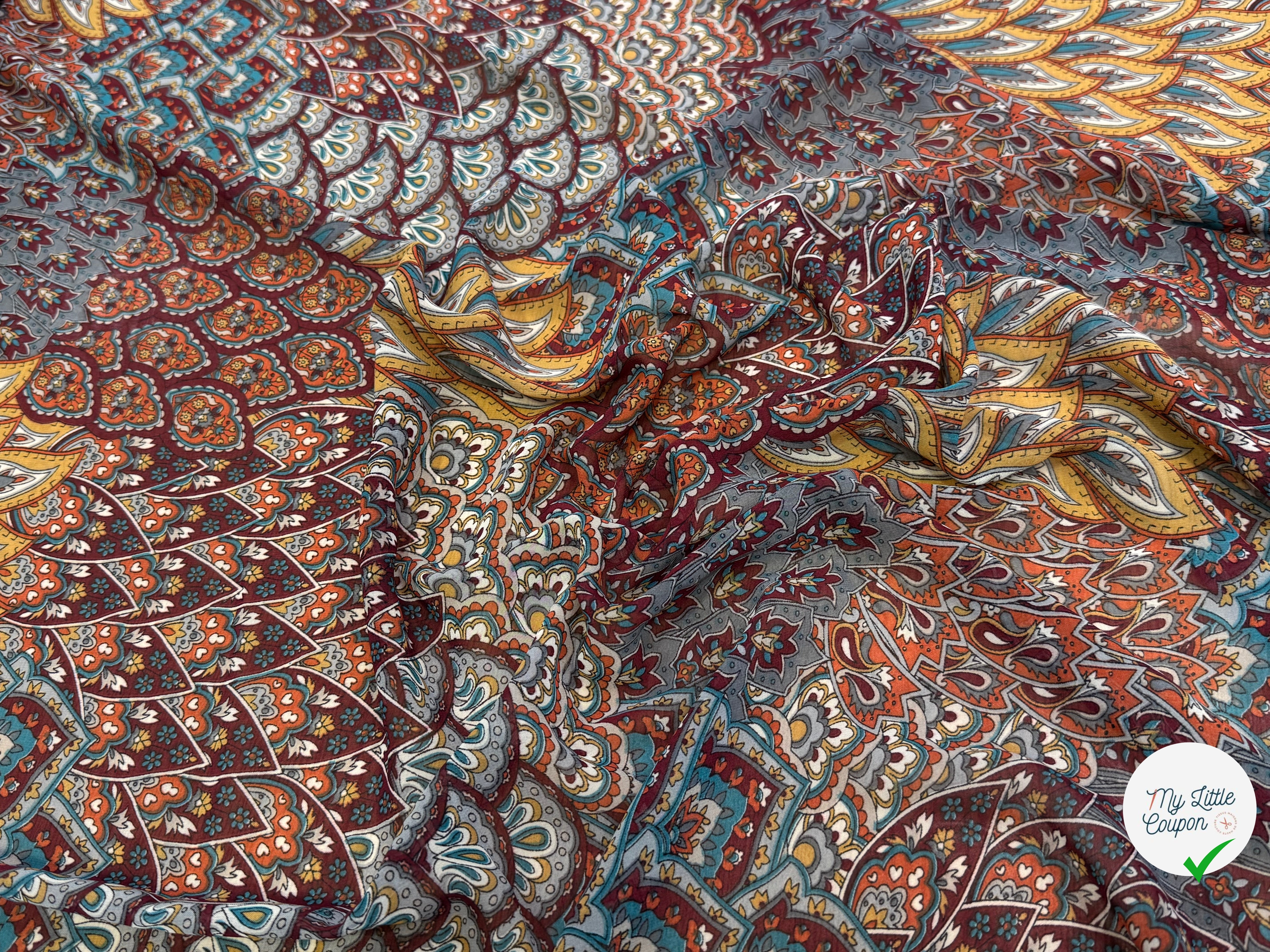 CHIFFON PRINTED FLORAUX MULTICOLORES CHOCO CARAMEL - My Little Coupon