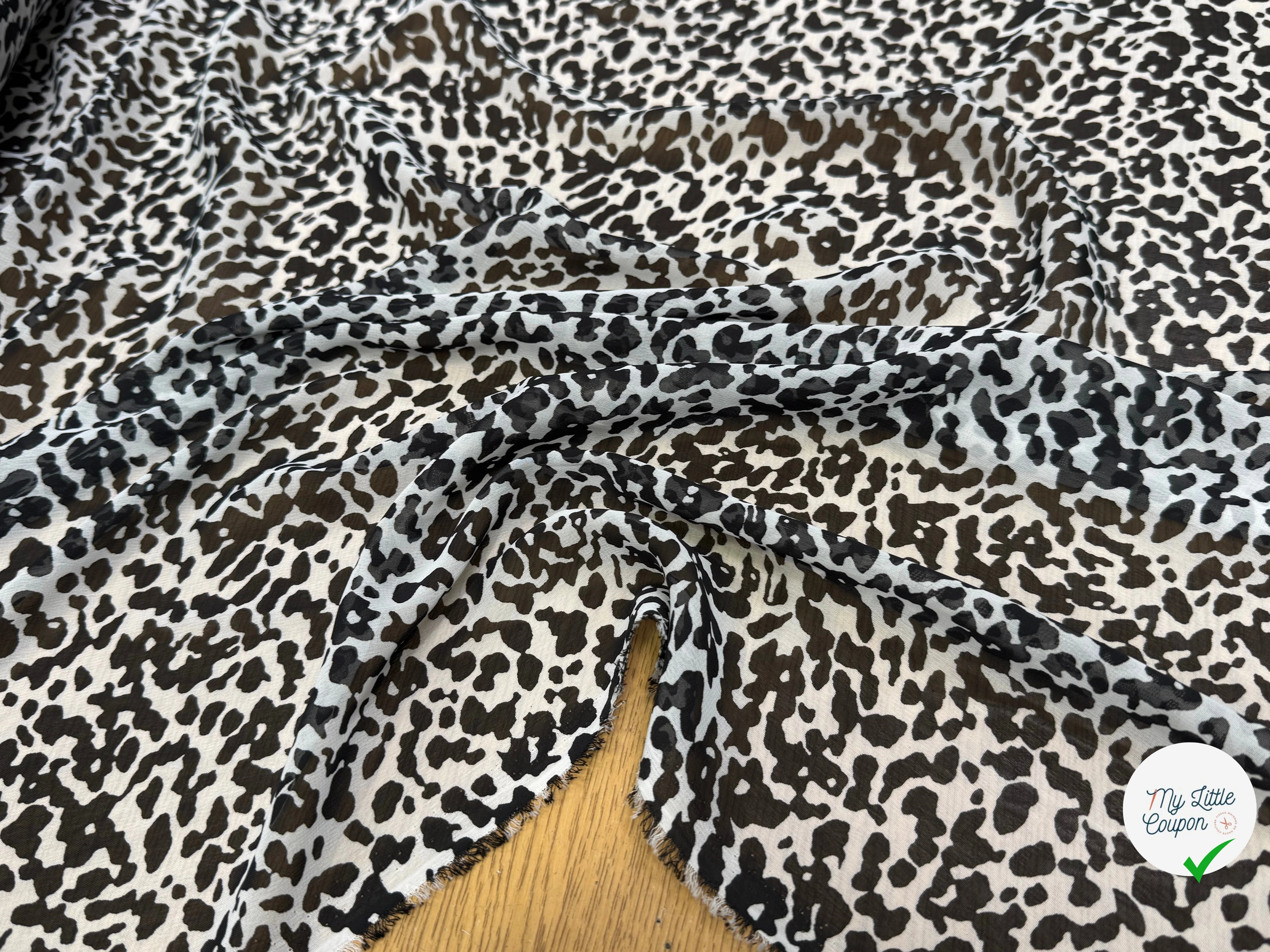 CHIFFON PRINTED FLUIDE BLACK OFF WHITE MOTIF ANIMAL - My Little Coupon