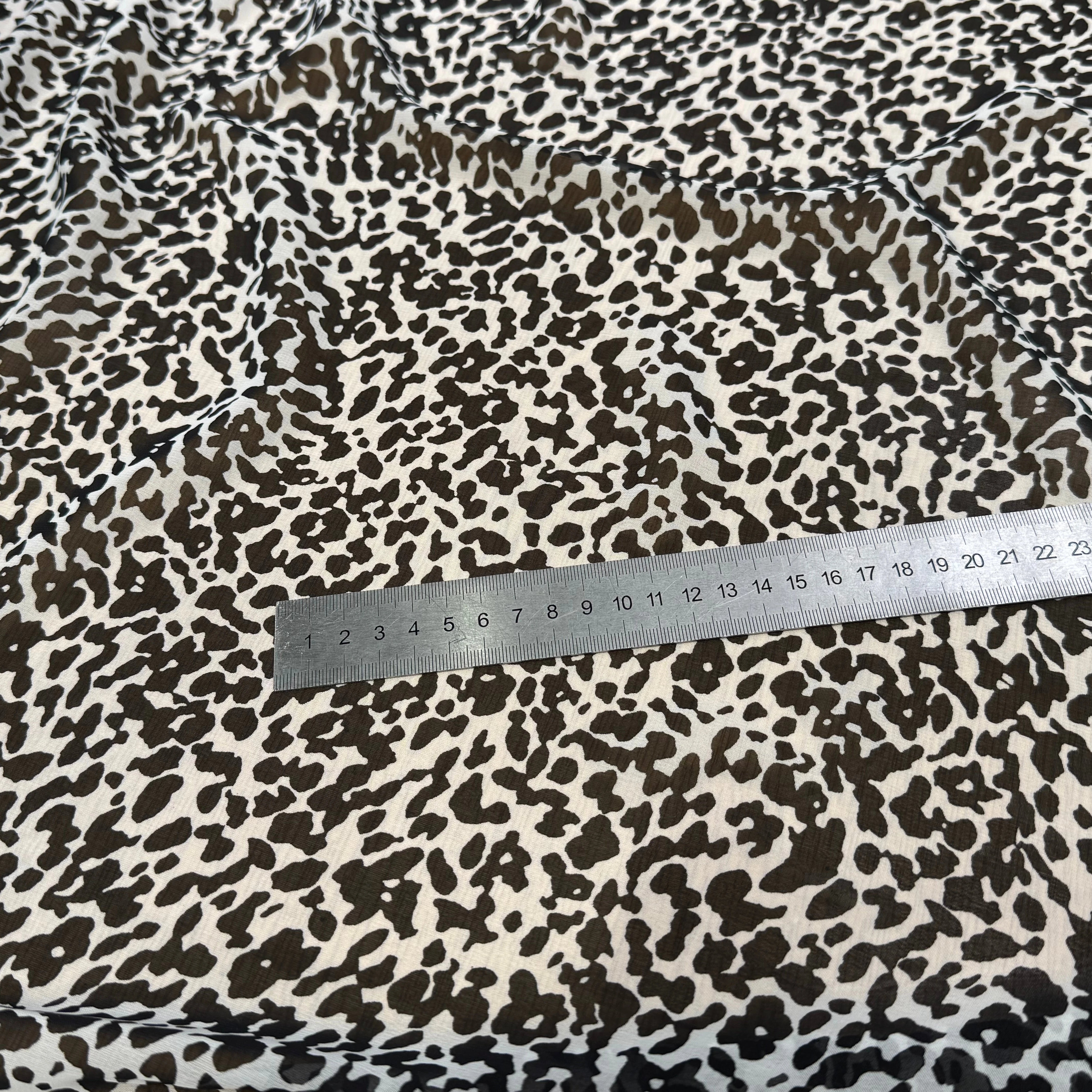 CHIFFON PRINTED FLUIDE BLACK OFF WHITE MOTIF ANIMAL - My Little Coupon
