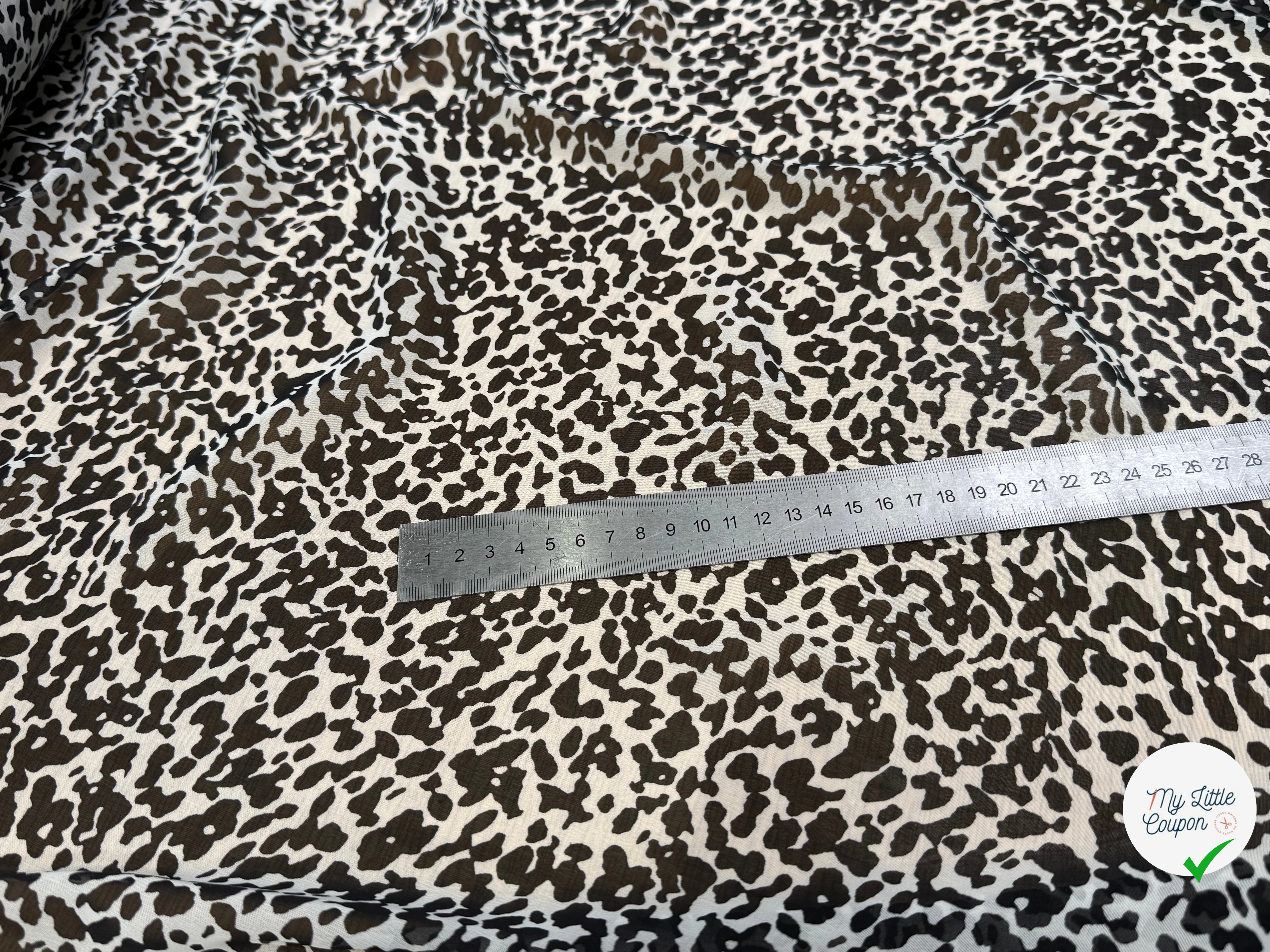CHIFFON PRINTED FLUIDE BLACK OFF WHITE MOTIF ANIMAL - My Little Coupon