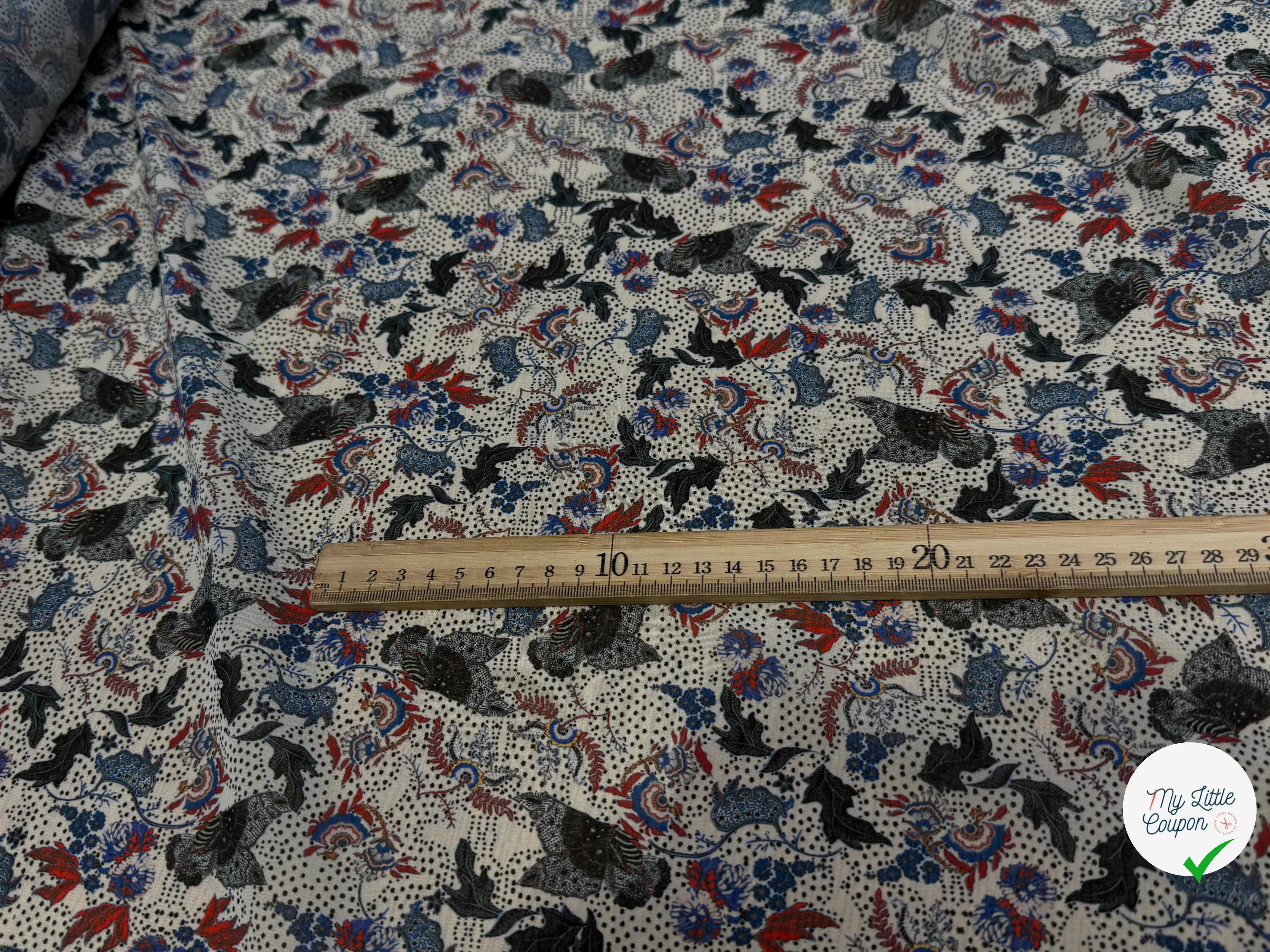 CHIFFON PRINTED JARDIN SAUVAGE MULTICOLORES FOND ÉCRU - My Little Coupon