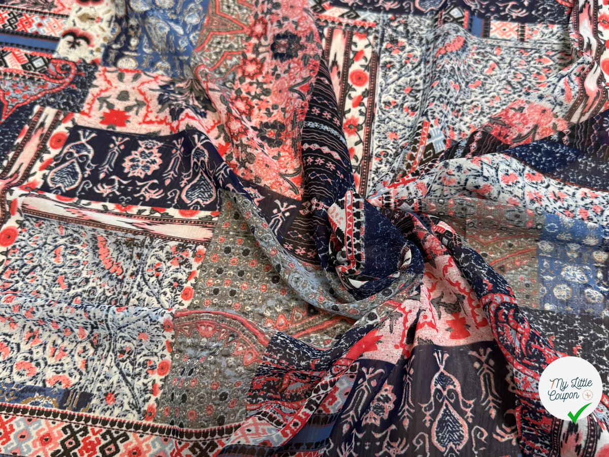 CHIFFON PRINTED LONDON BRICK MULTICOLORES - My Little Coupon