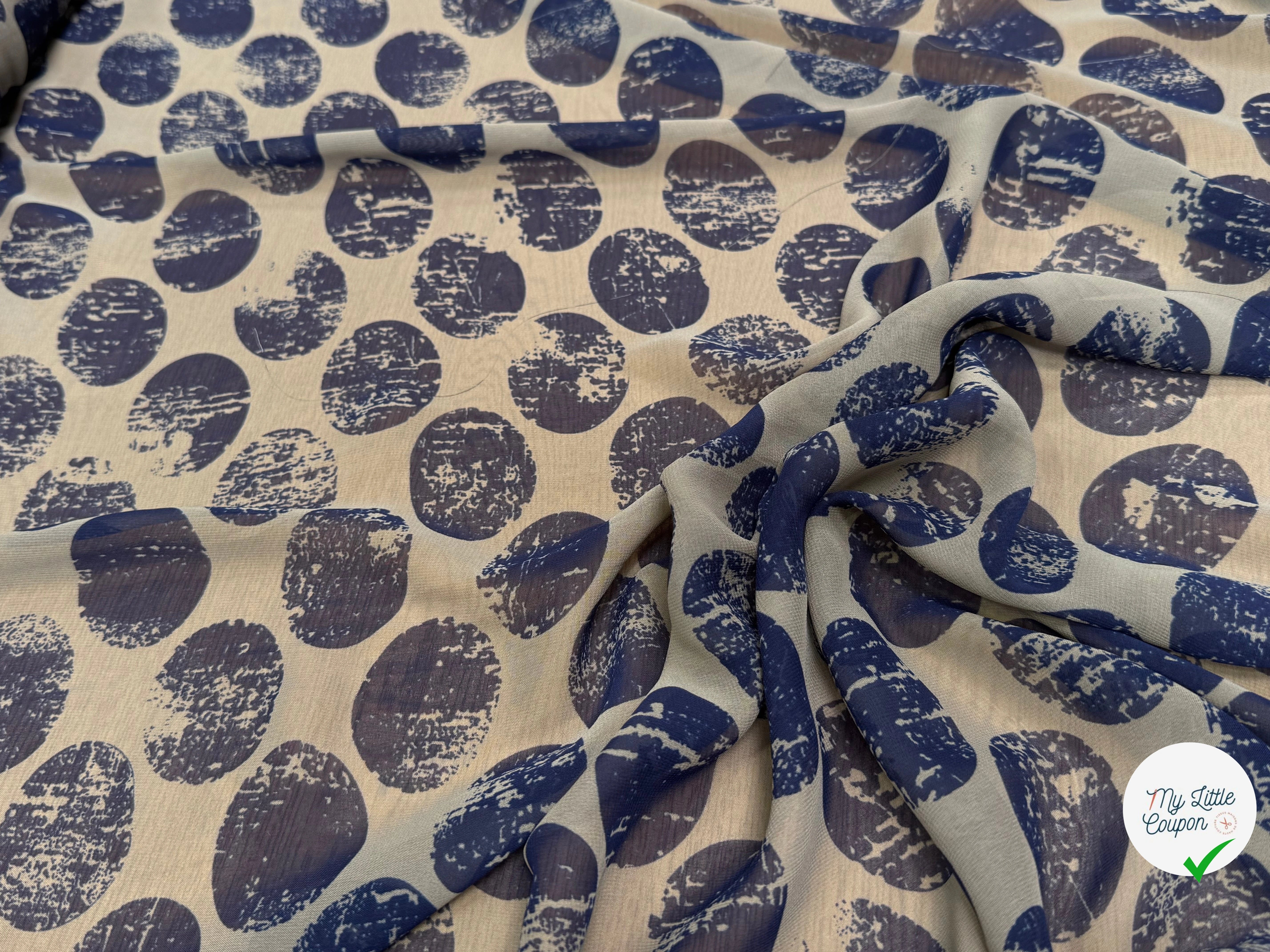 CHIFFON PRINTED LUNE MARINE FOND GRIS FONCÉ - My Little Coupon