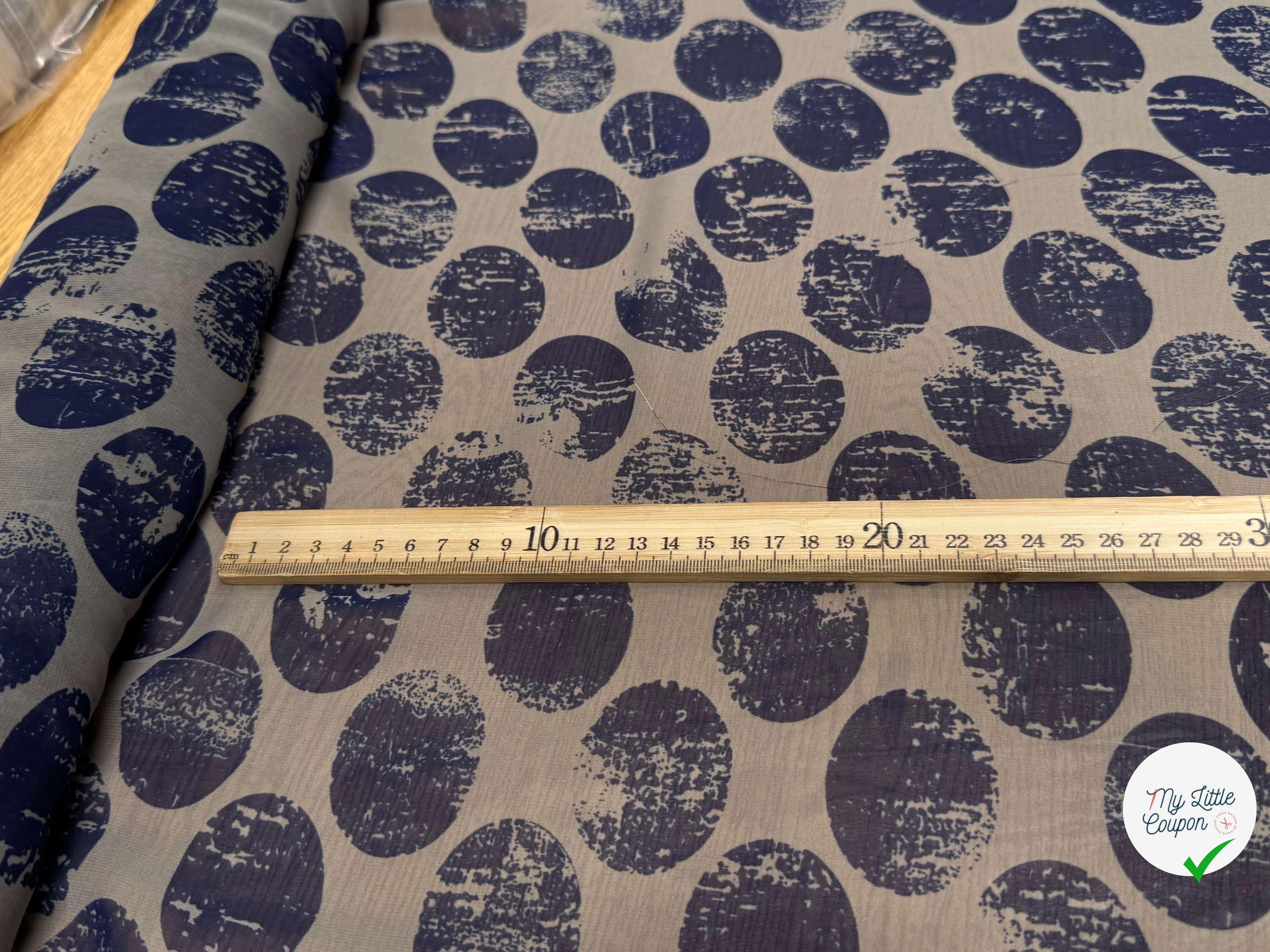CHIFFON PRINTED LUNE MARINE FOND GRIS FONCÉ - My Little Coupon