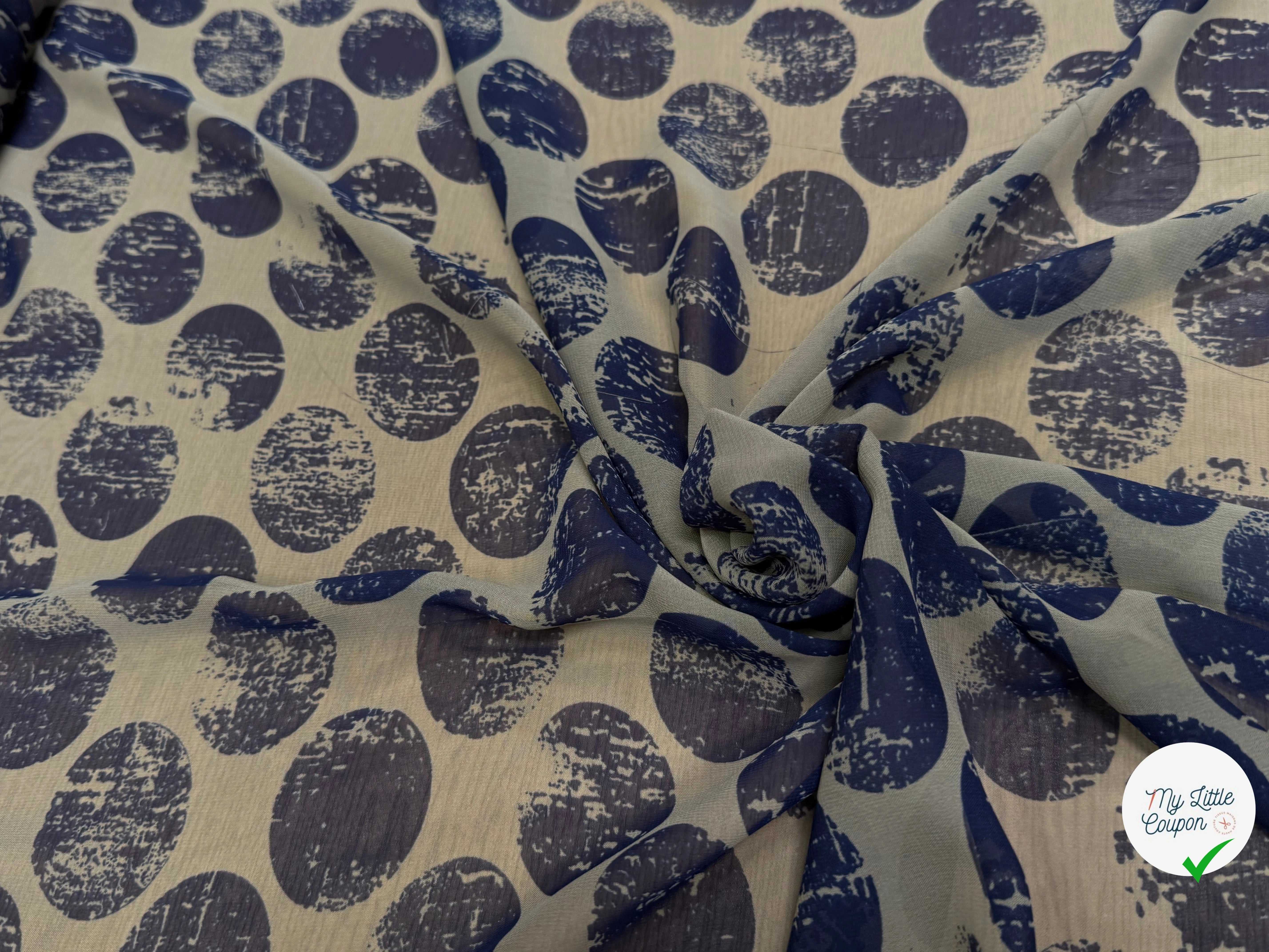 CHIFFON PRINTED LUNE MARINE FOND GRIS FONCÉ - My Little Coupon