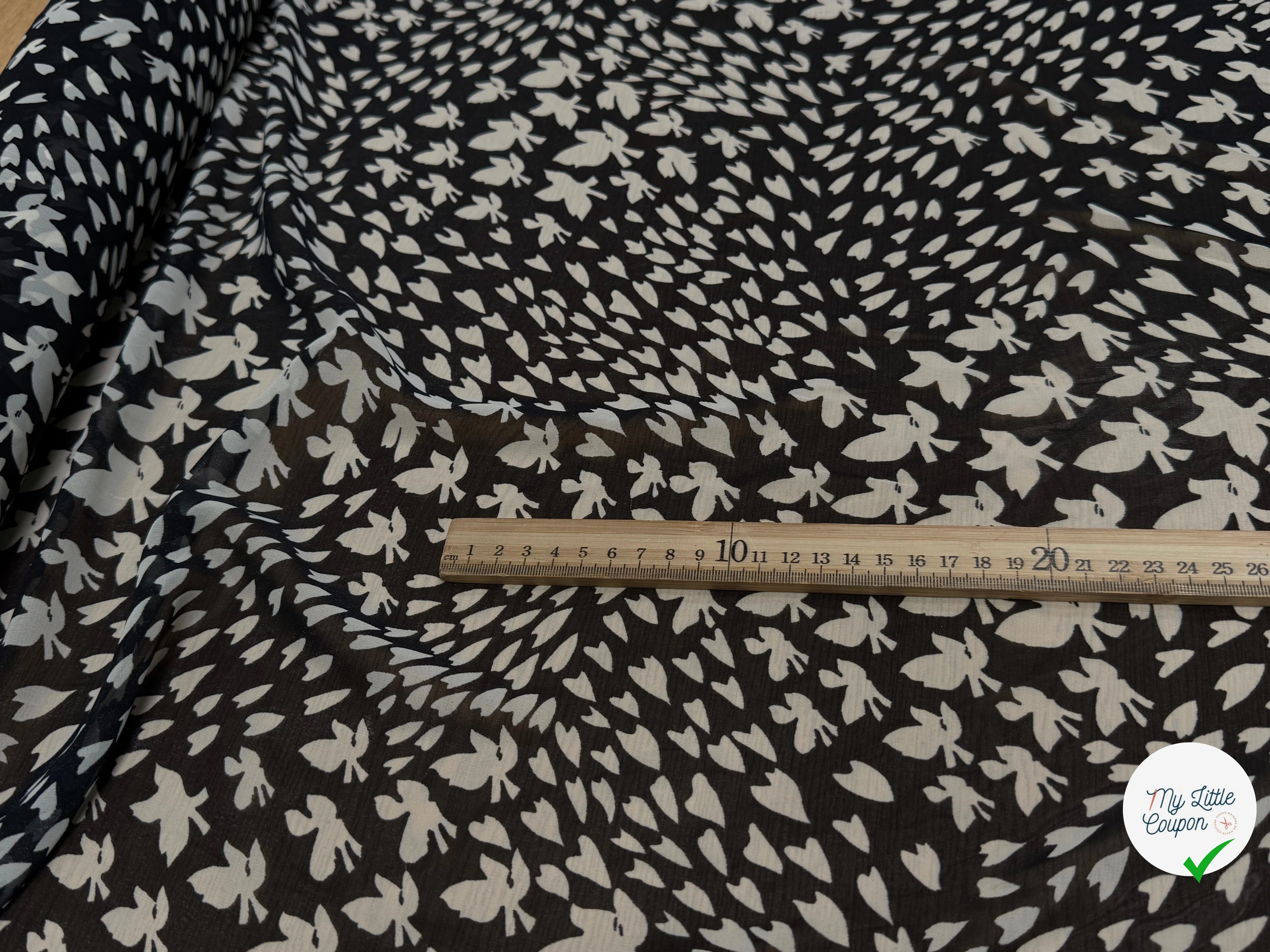 CHIFFON PRINTED PAPILLONS FOND NOIR - My Little Coupon