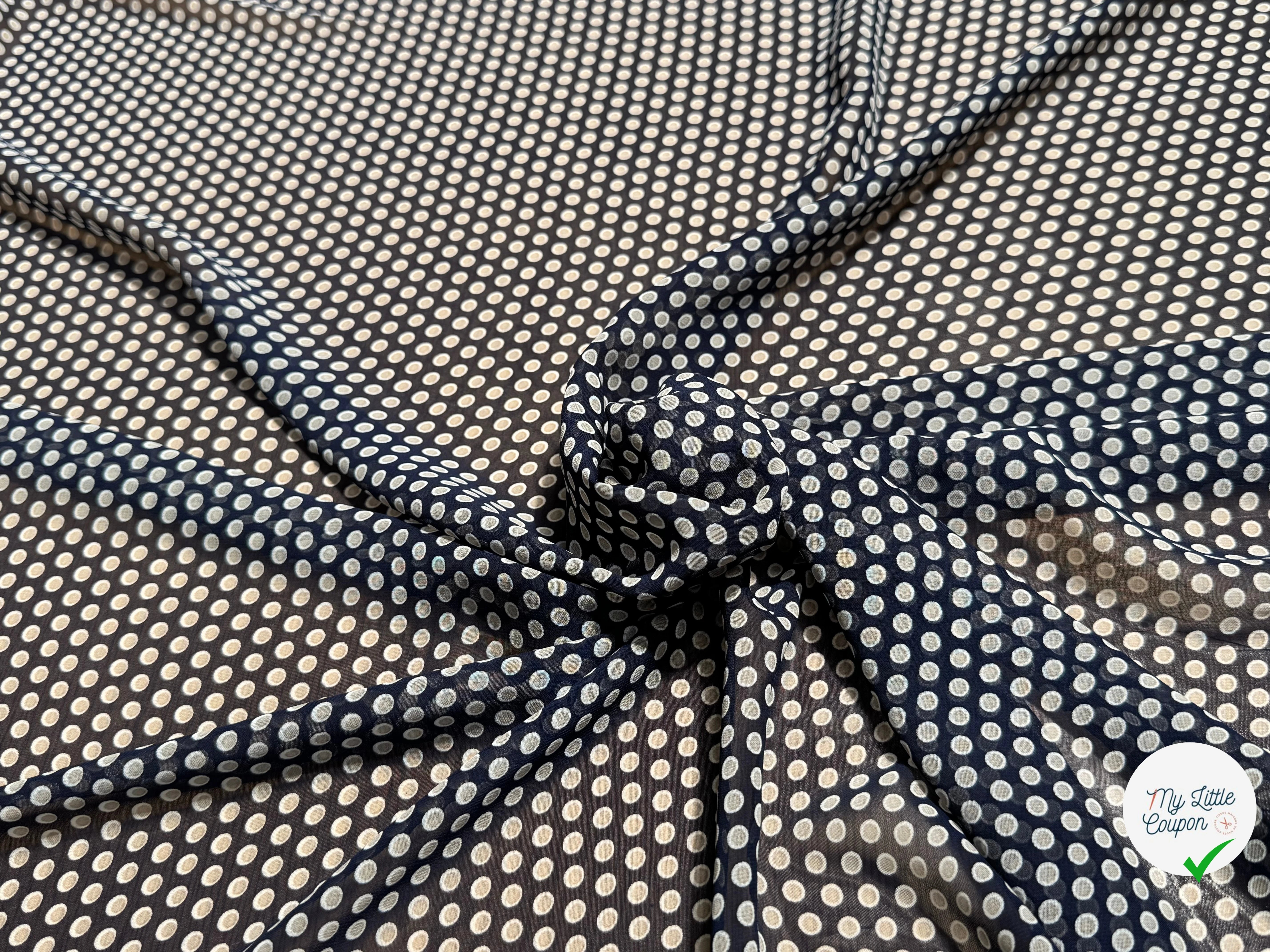 CHIFFON PRINTED POIS À OMBRE GRIS FOND MARINE - My Little Coupon