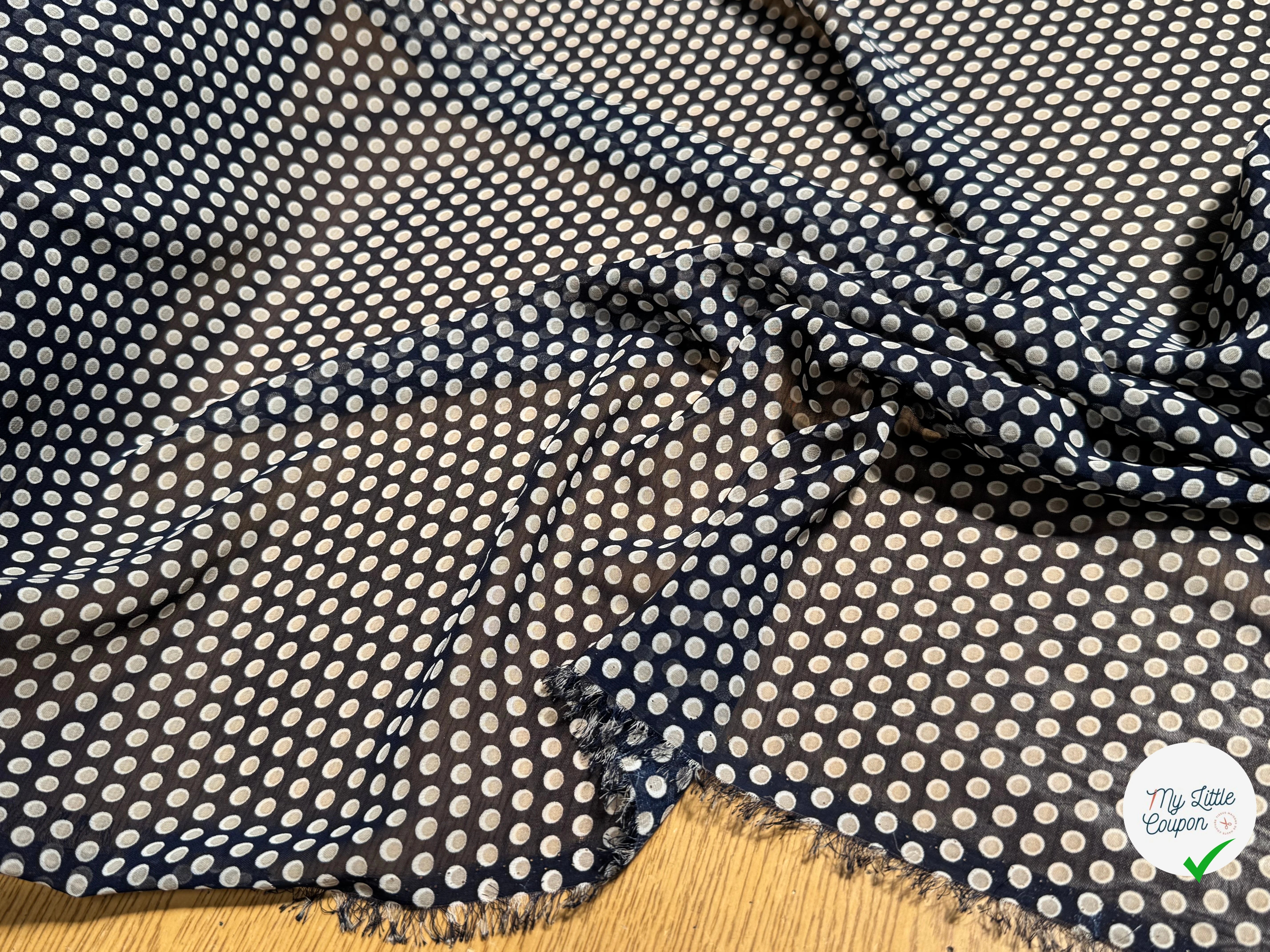 CHIFFON PRINTED POIS À OMBRE GRIS FOND MARINE - My Little Coupon