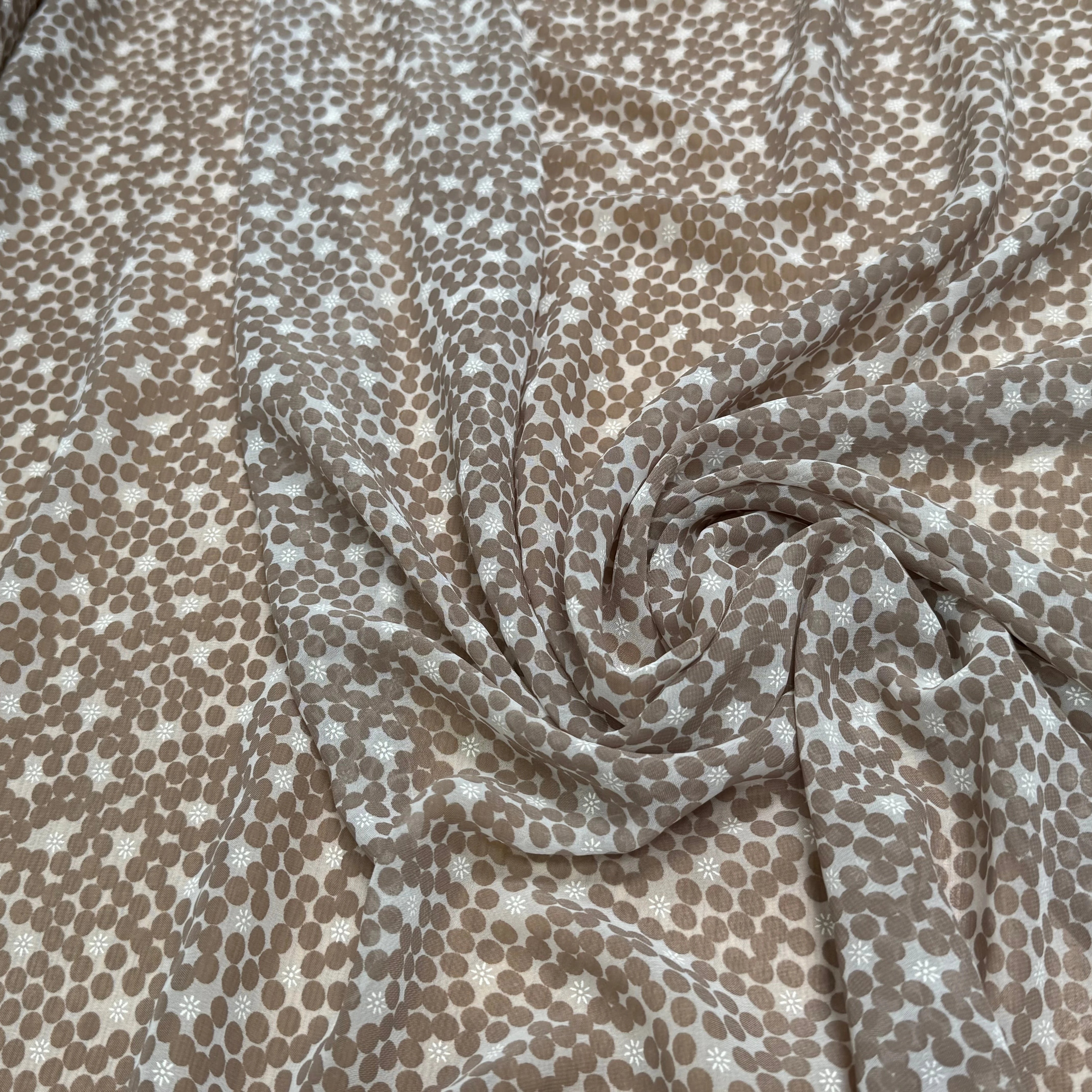 CHIFFON PRINTED POIS BULLES BEIGE TAUPE - My Little Coupon