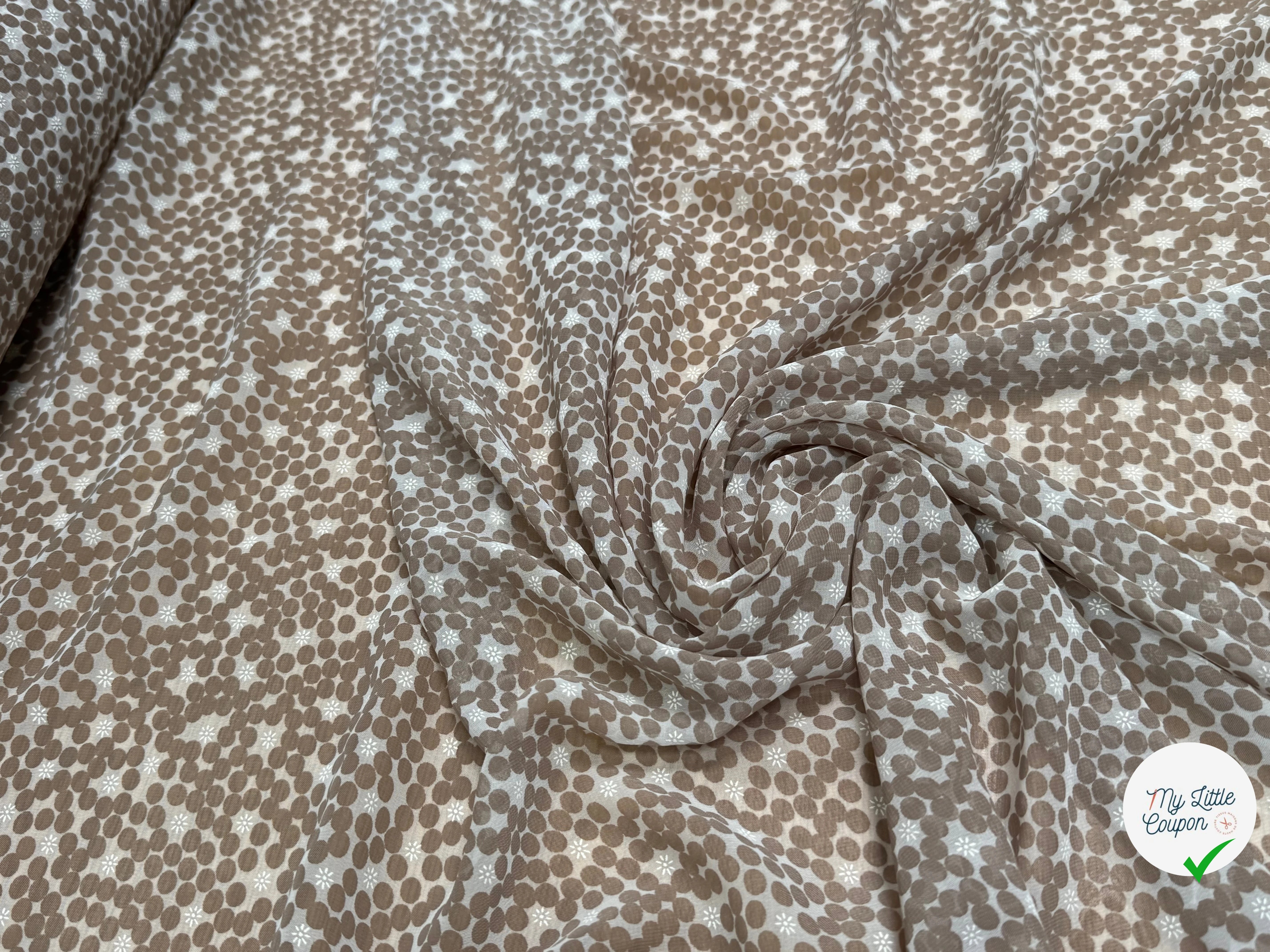 CHIFFON PRINTED POIS BULLES BEIGE TAUPE - My Little Coupon