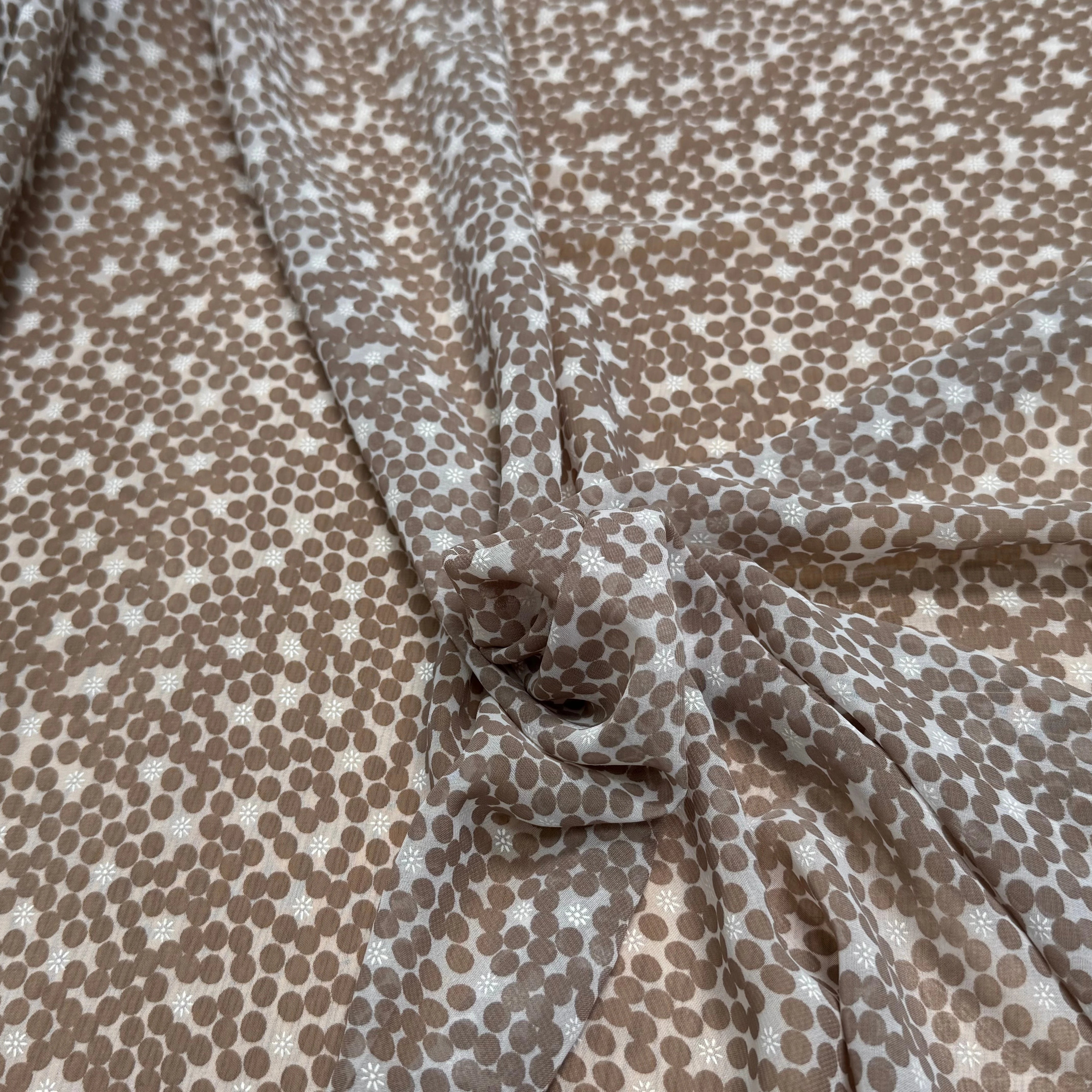 CHIFFON PRINTED POIS BULLES BEIGE TAUPE - My Little Coupon