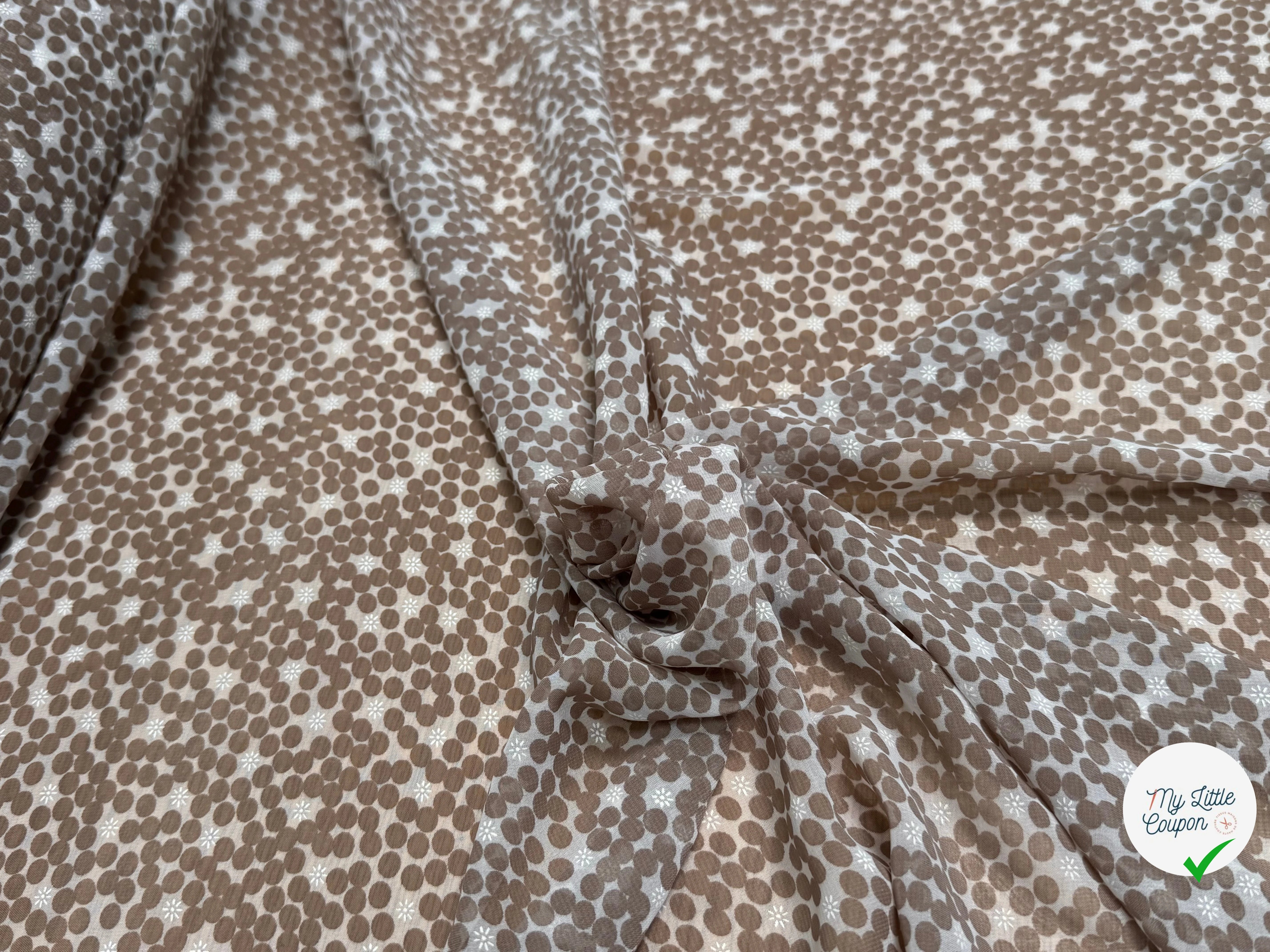 CHIFFON PRINTED POIS BULLES BEIGE TAUPE - My Little Coupon