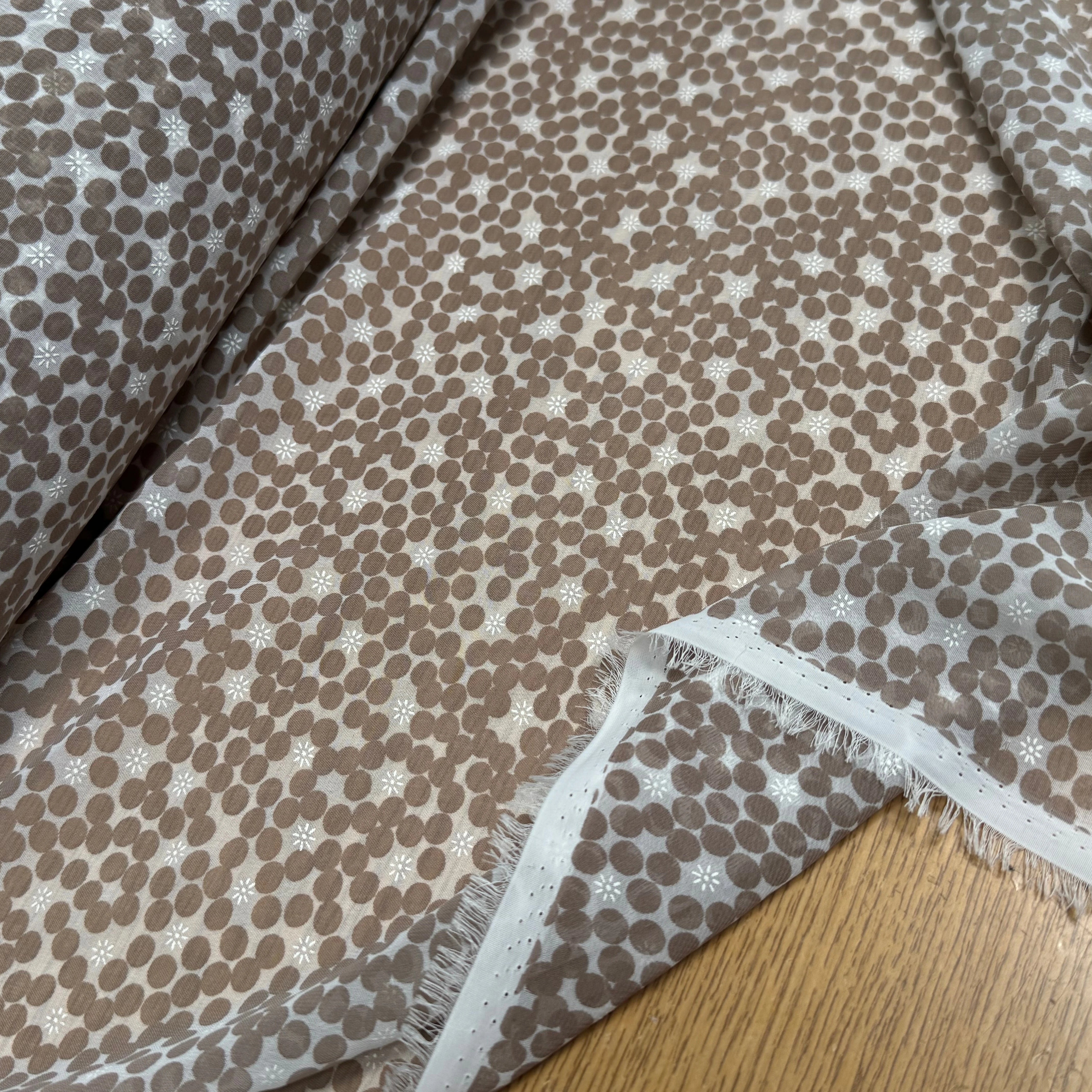 CHIFFON PRINTED POIS BULLES BEIGE TAUPE - My Little Coupon