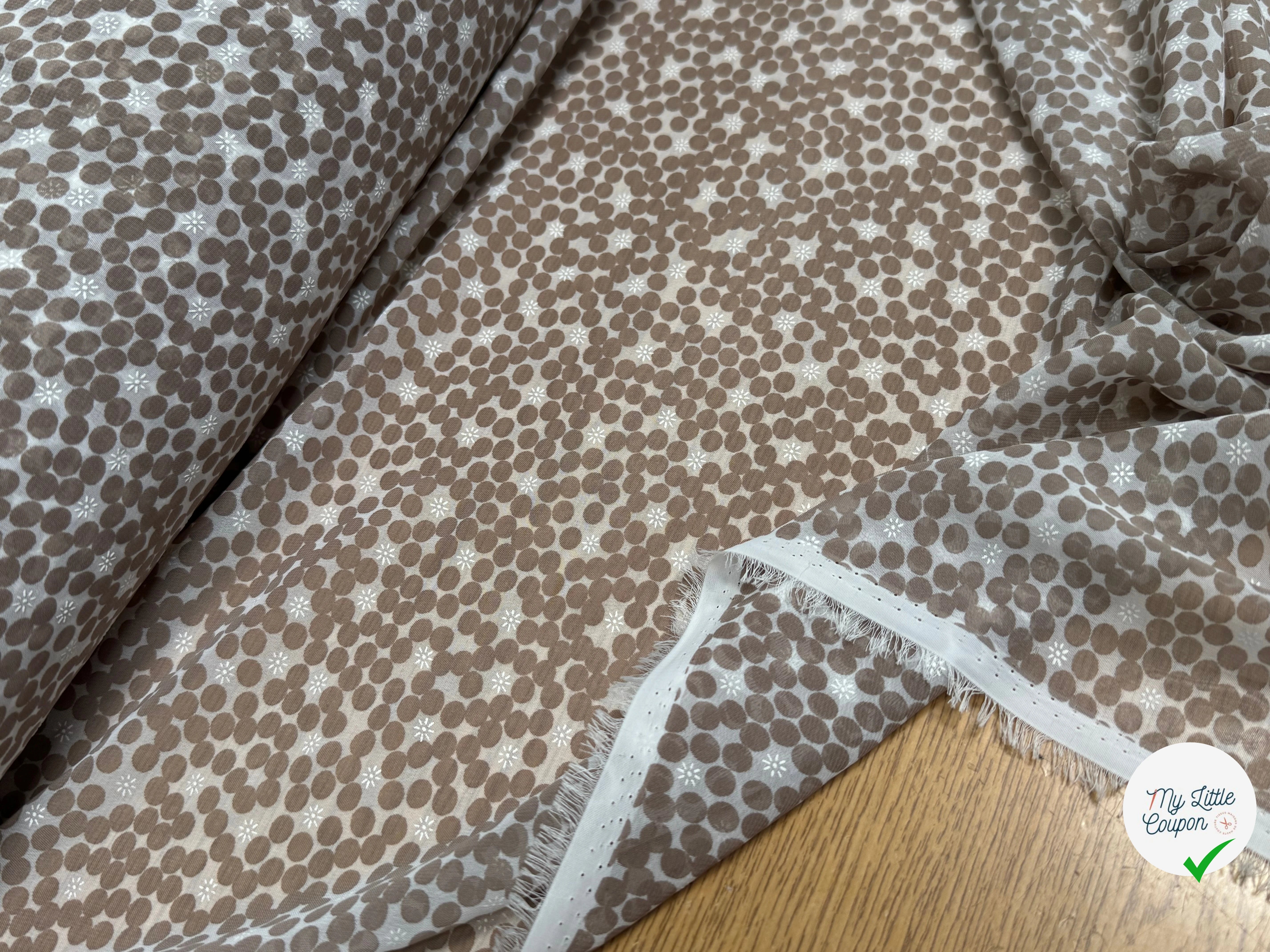 CHIFFON PRINTED POIS BULLES BEIGE TAUPE - My Little Coupon