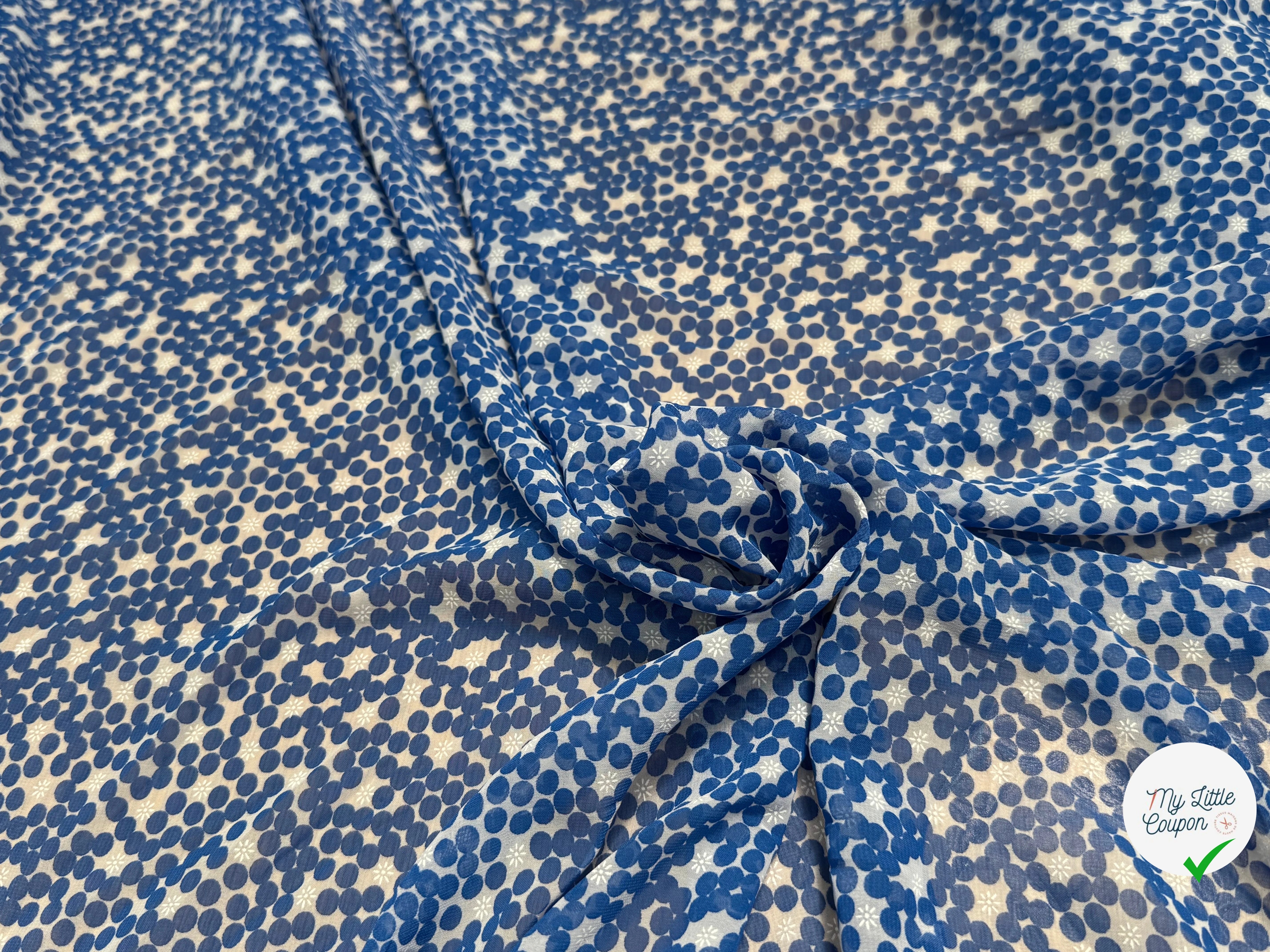 CHIFFON PRINTED POIS BULLES BLEU - My Little Coupon