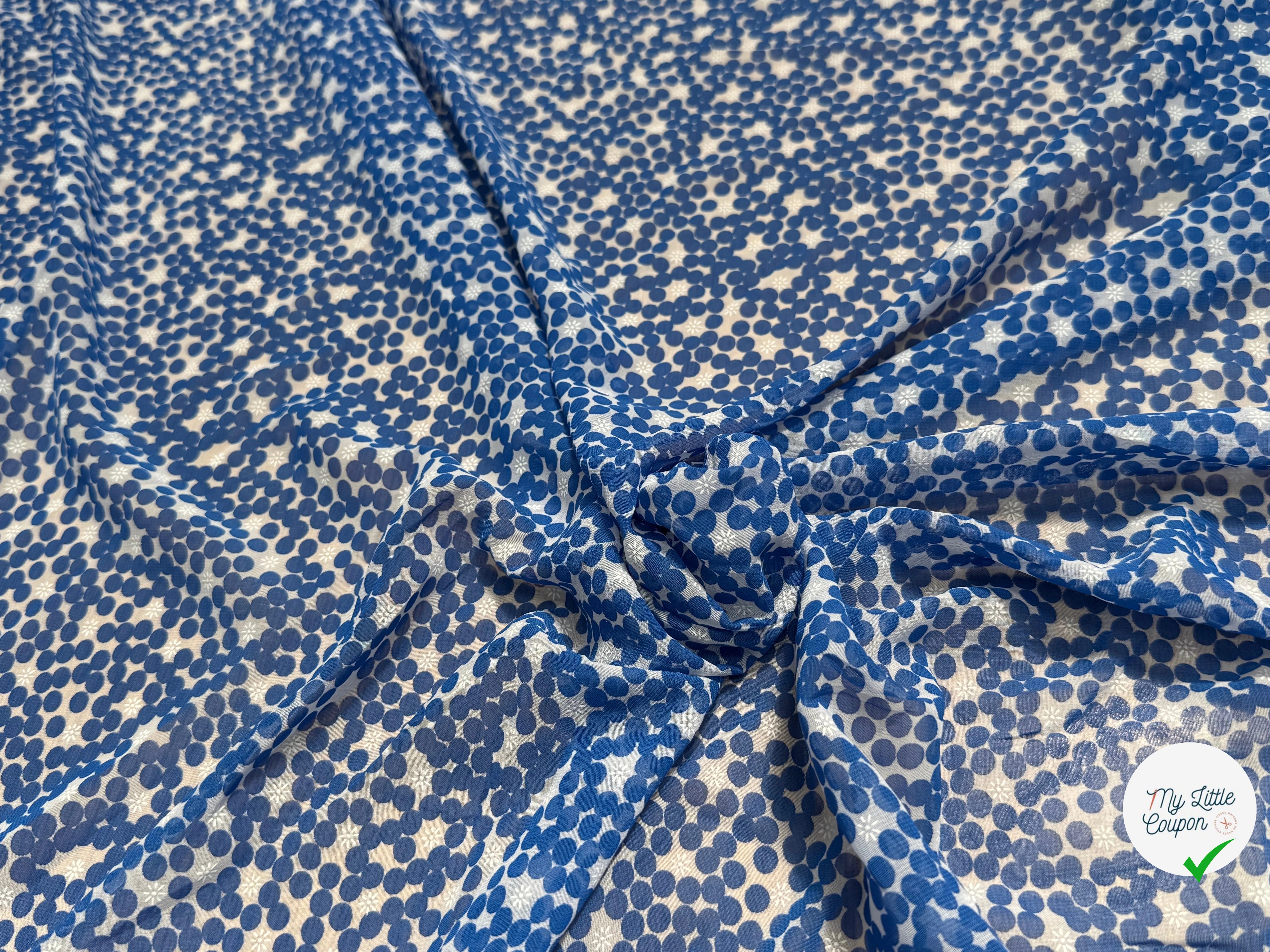 CHIFFON PRINTED POIS BULLES BLEU - My Little Coupon