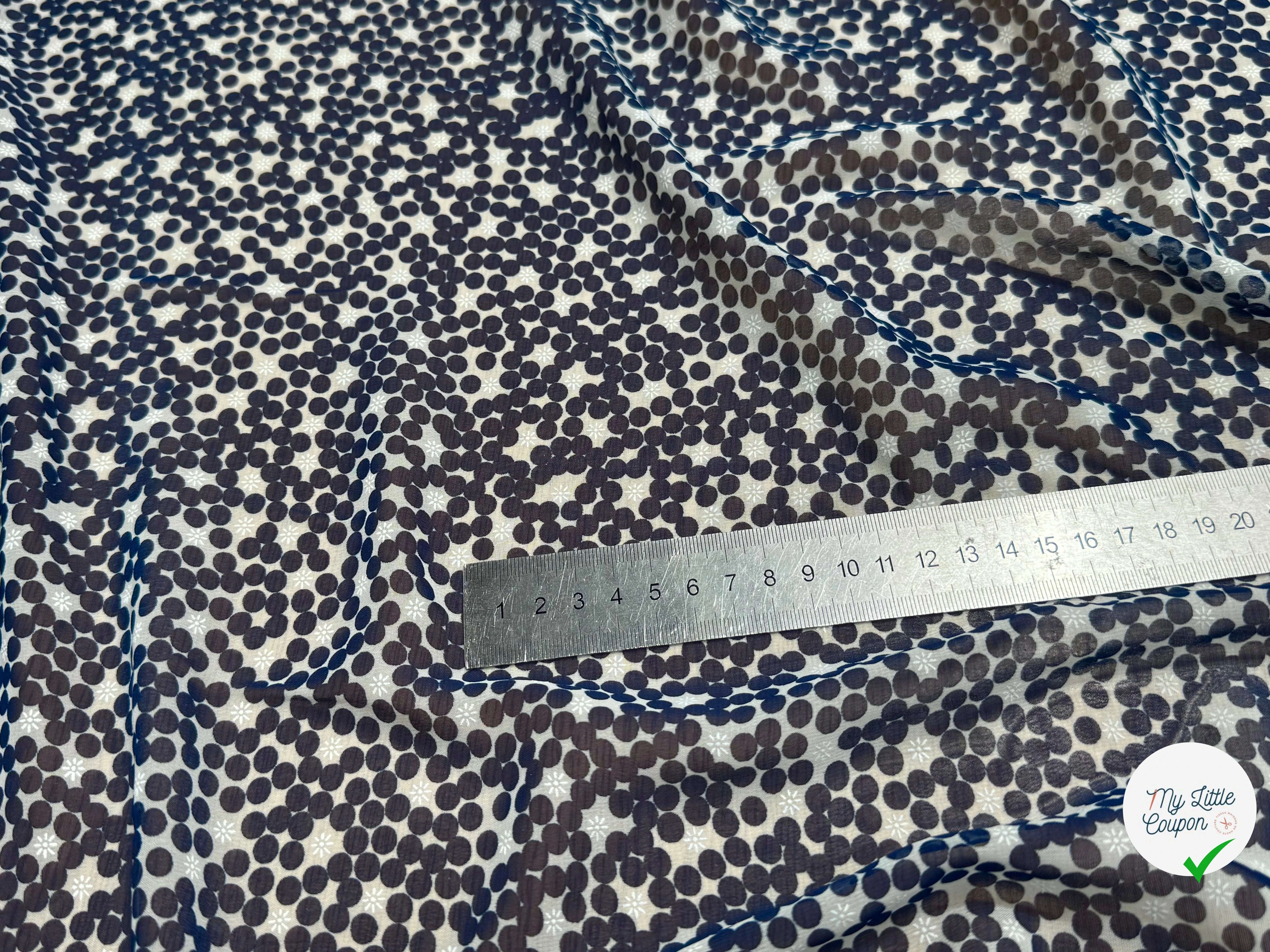 CHIFFON PRINTED POIS BULLES MARINE - My Little Coupon
