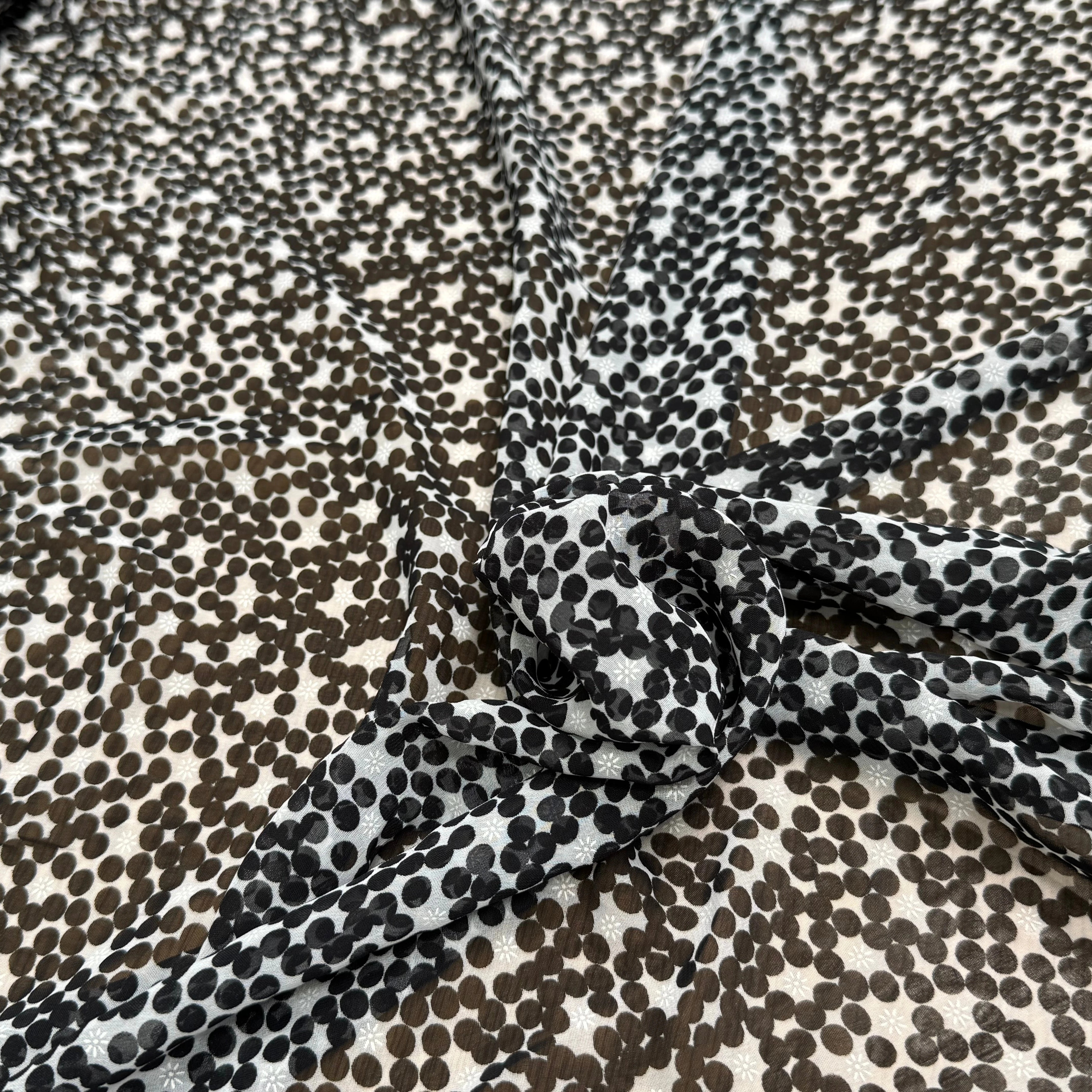 CHIFFON PRINTED POIS BULLES NOIR - My Little Coupon