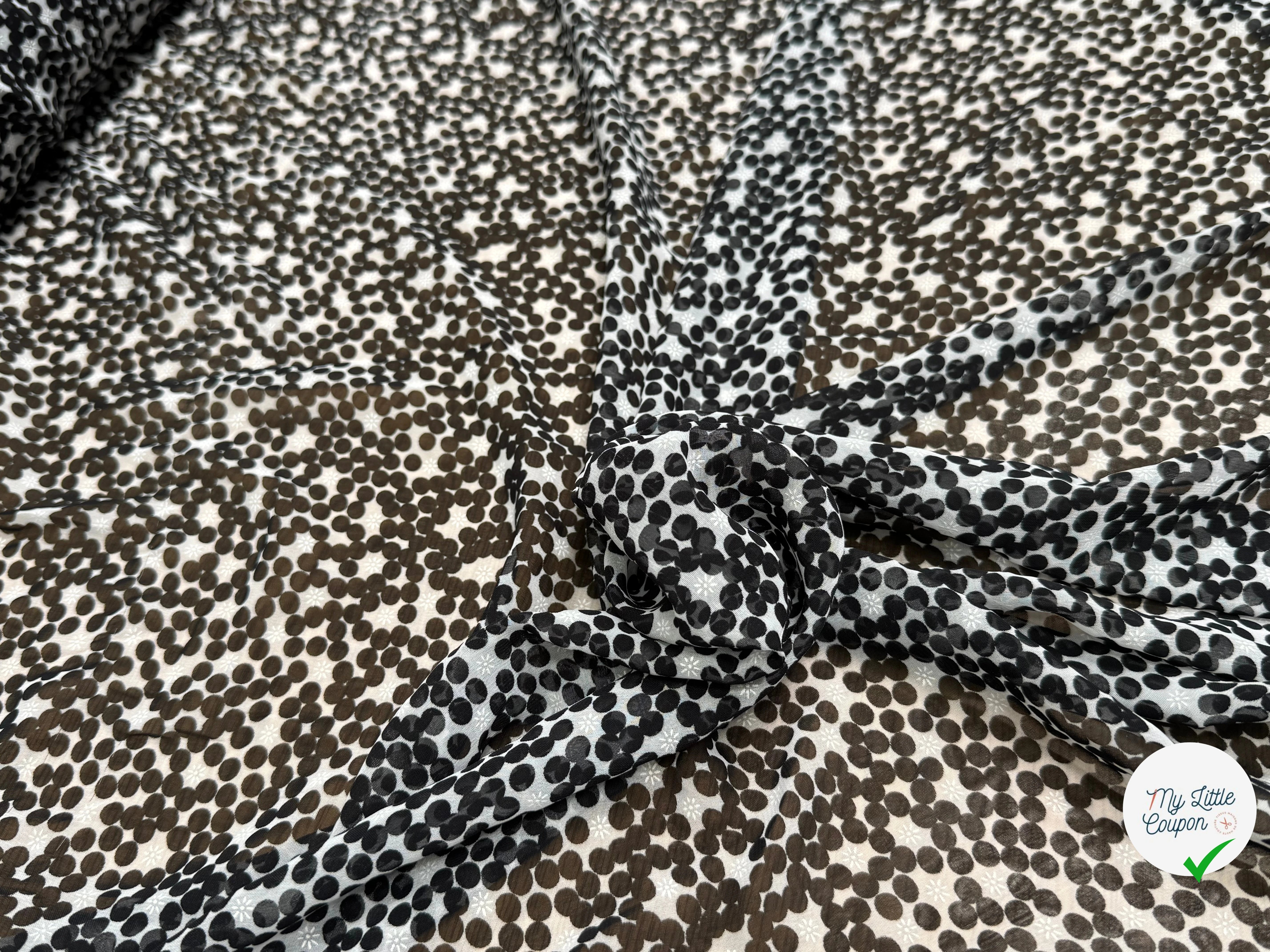 CHIFFON PRINTED POIS BULLES NOIR - My Little Coupon