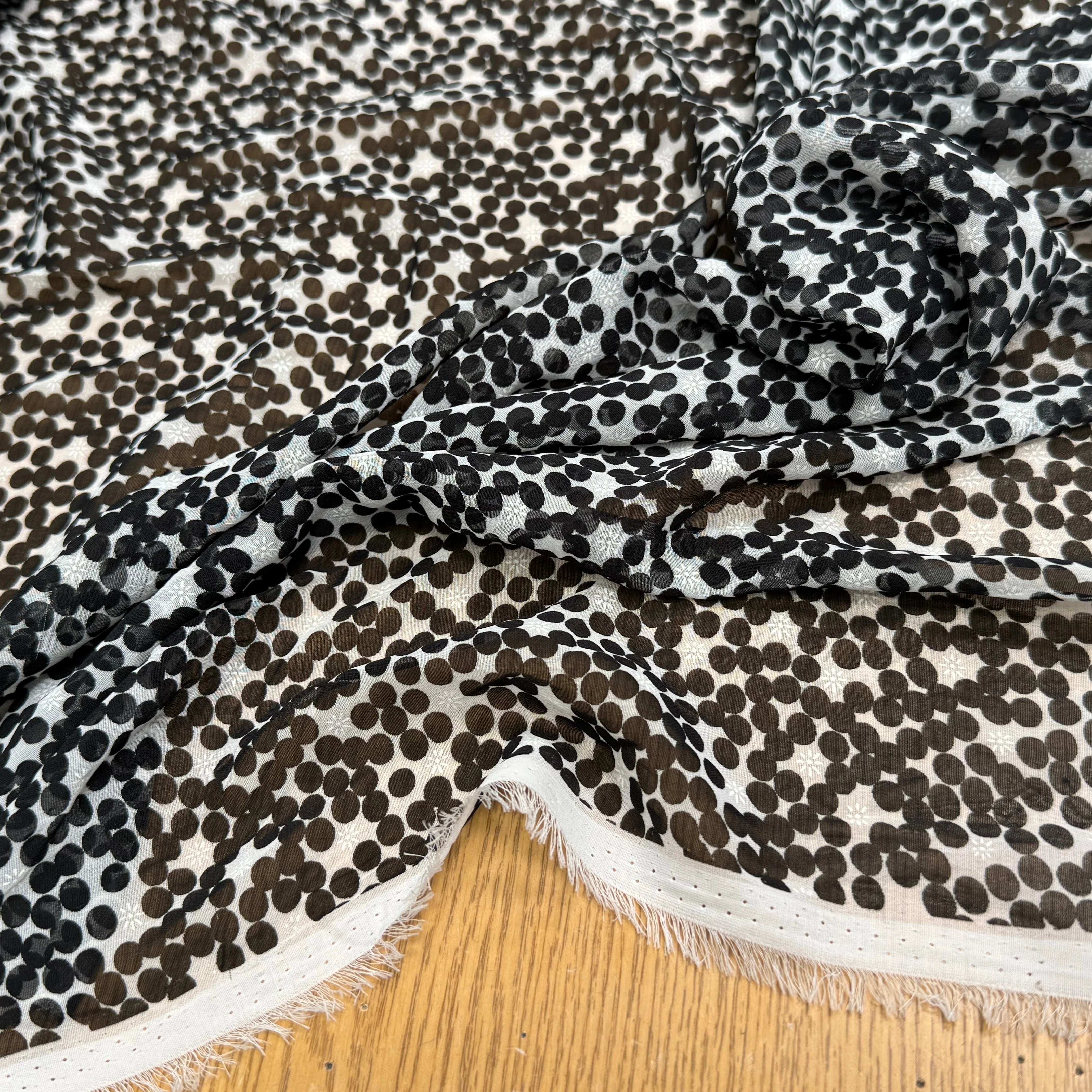 CHIFFON PRINTED POIS BULLES NOIR - My Little Coupon