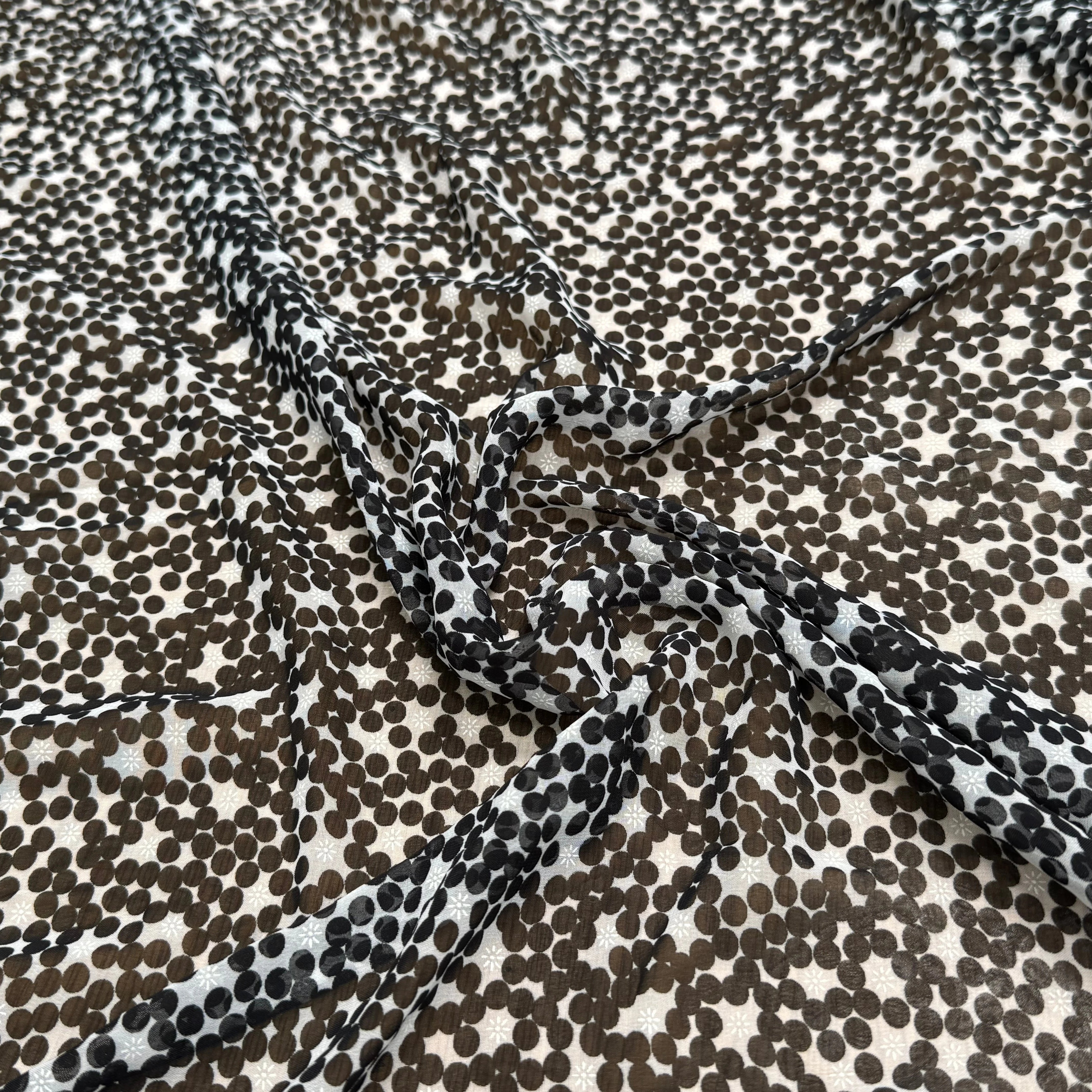 CHIFFON PRINTED POIS BULLES NOIR - My Little Coupon