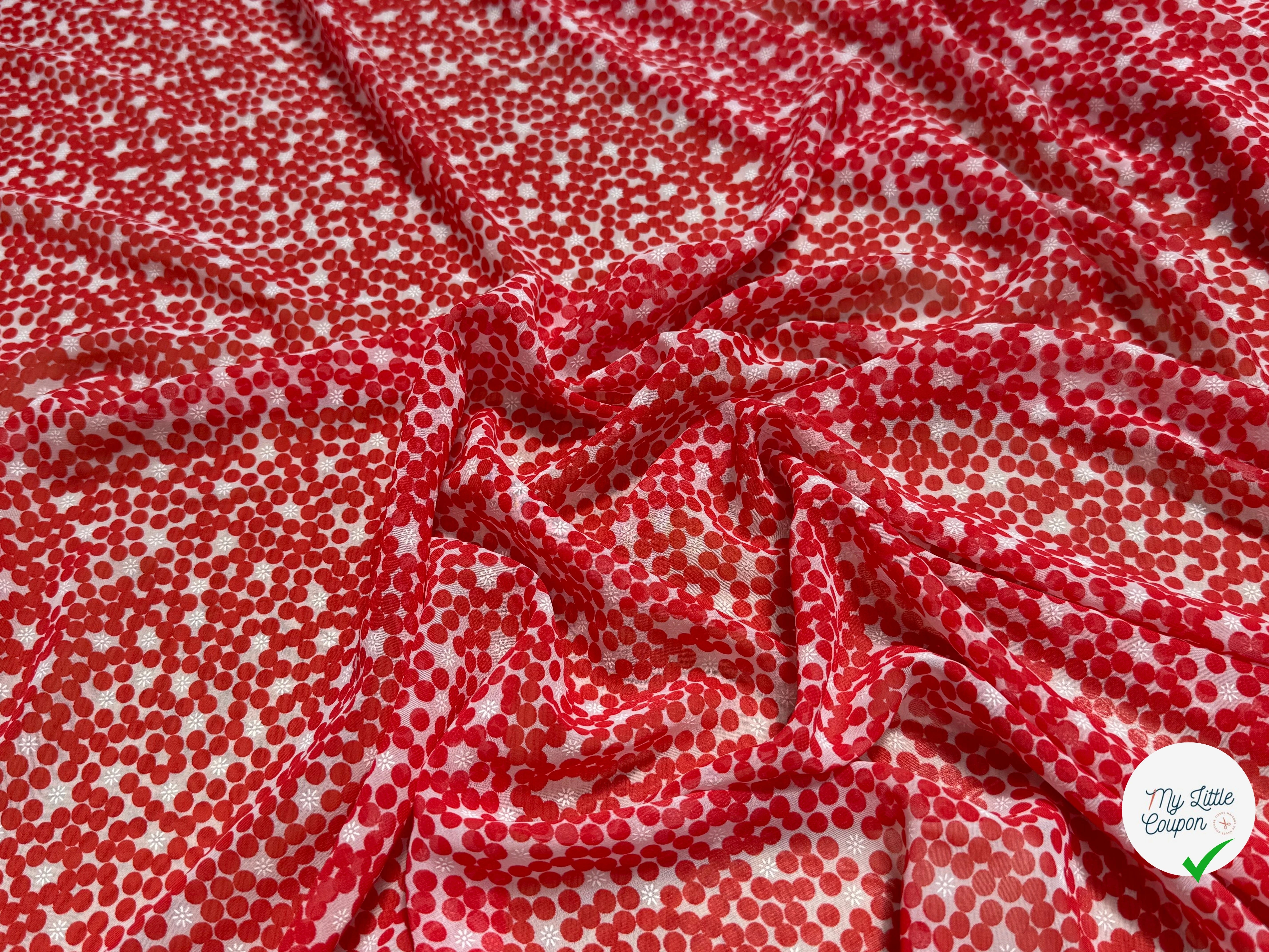 CHIFFON PRINTED POIS BULLES ROUGE - My Little Coupon